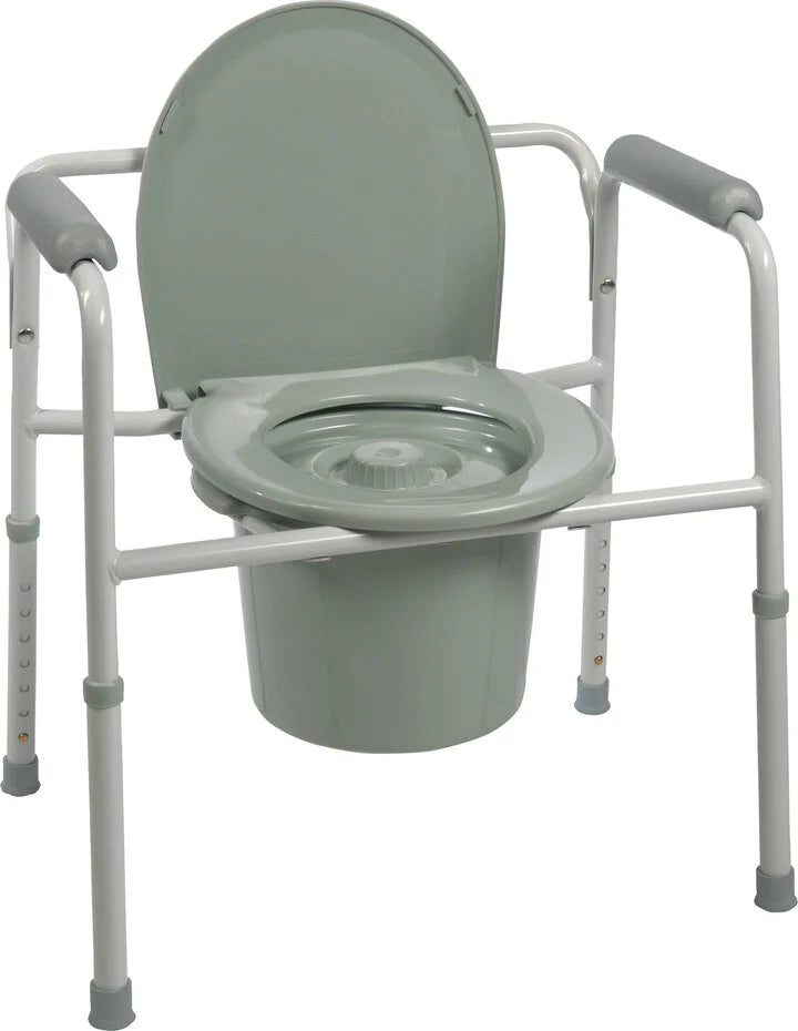 ProBasics 3-in-1 Folding Commode Chair with Full Seat - Portable Toilet for Elderly, Disabled & Post-Surgery Care at Home/Hospital