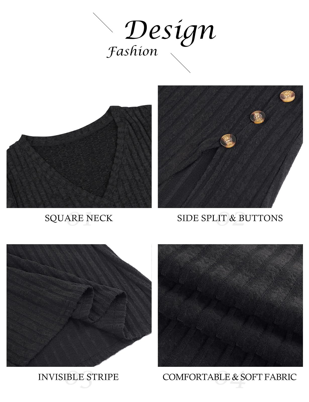 Women's V Neck Knit Jumper - Lightweight Long Sleeve Button Front Top for Casual Wear