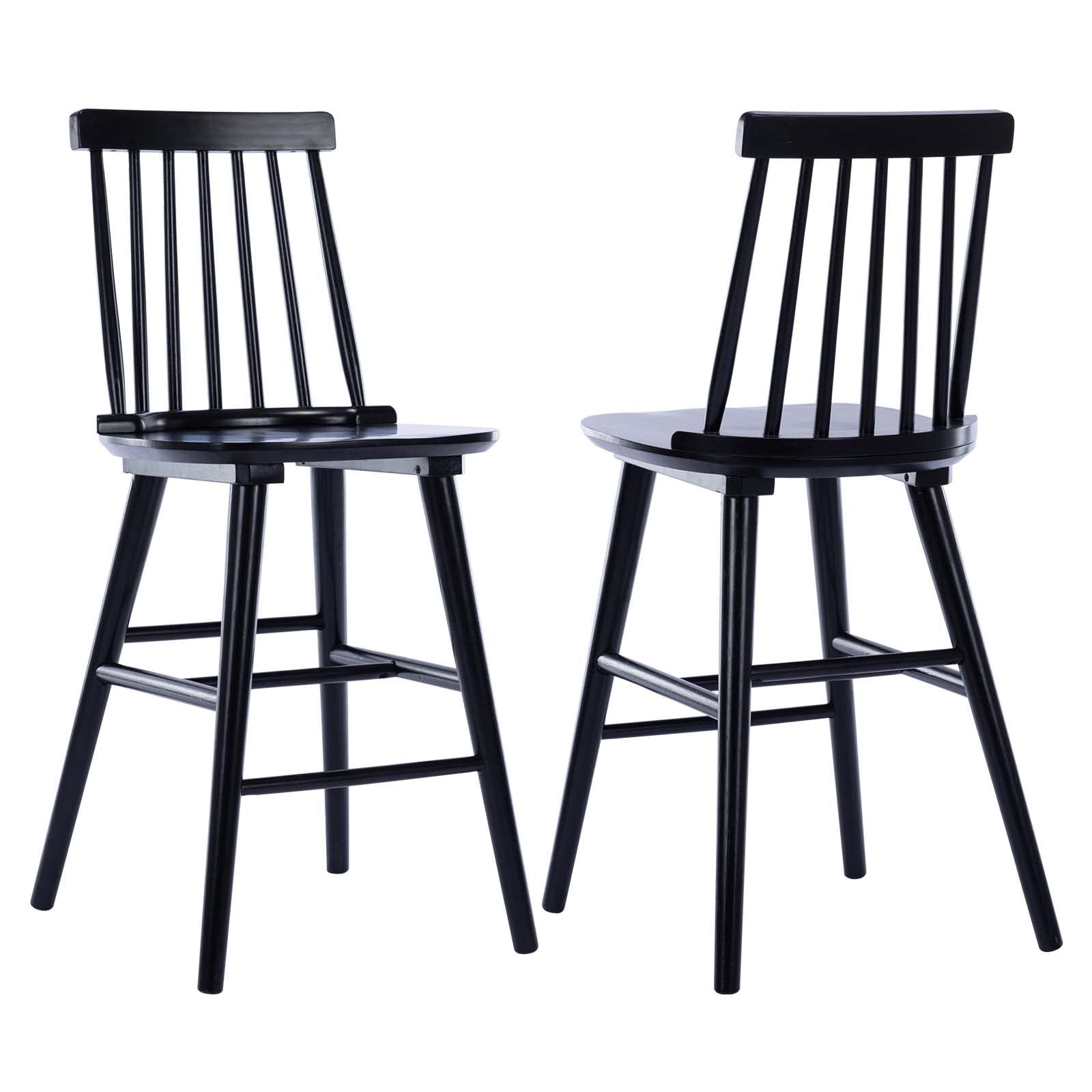 DUHOME Set of 2 Wooden Bar Stools 24