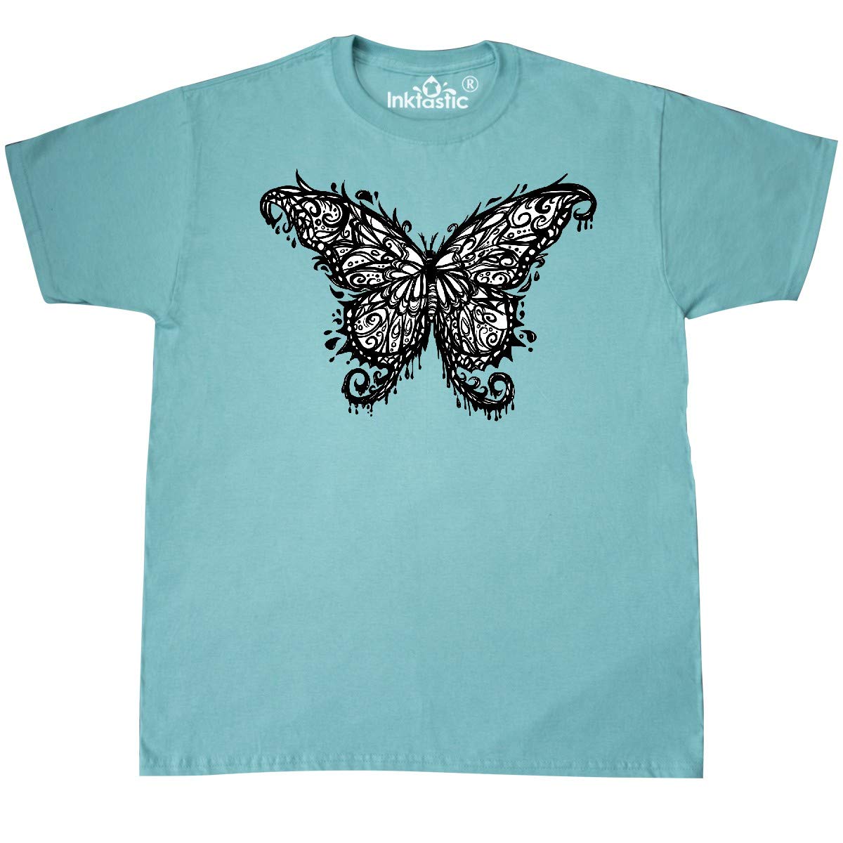 Inktastic Black Ink Butterfly Graphic T-Shirt for Women - Soft Cotton Tee with Artistic Design - Perfect for Casual Wear, Outings & Butterfly Lovers
