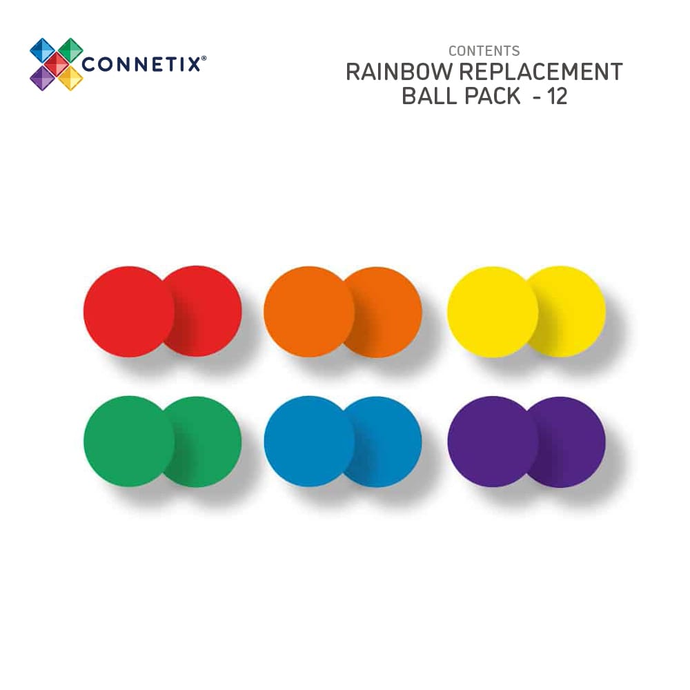 Connetix 12-Pack Wooden Rainbow Balls - Educational Sensory Toys for Kids, Montessori Learning & Creative Play - Perfect for Daycare, Preschool & Home Activities