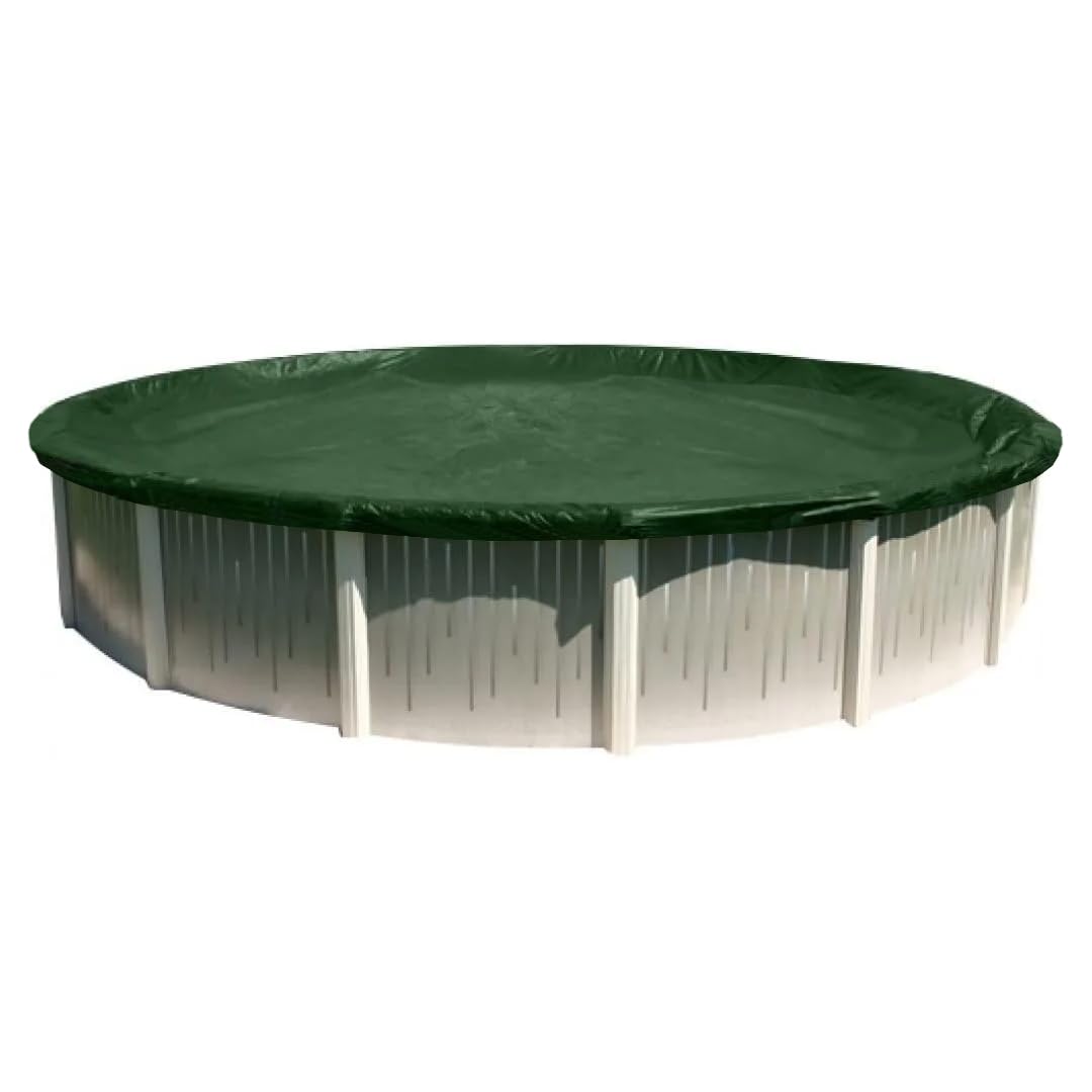 Buffalo Blizzard 28 ft Round Heavy Duty Winter Pool Cover - Supreme Plus Above Ground Pool Cover, Green/Black Reversible, Cold & UV Resistant, Shields from Debris - Perfect for Seasonal Protection & Winter Pool Maintenance