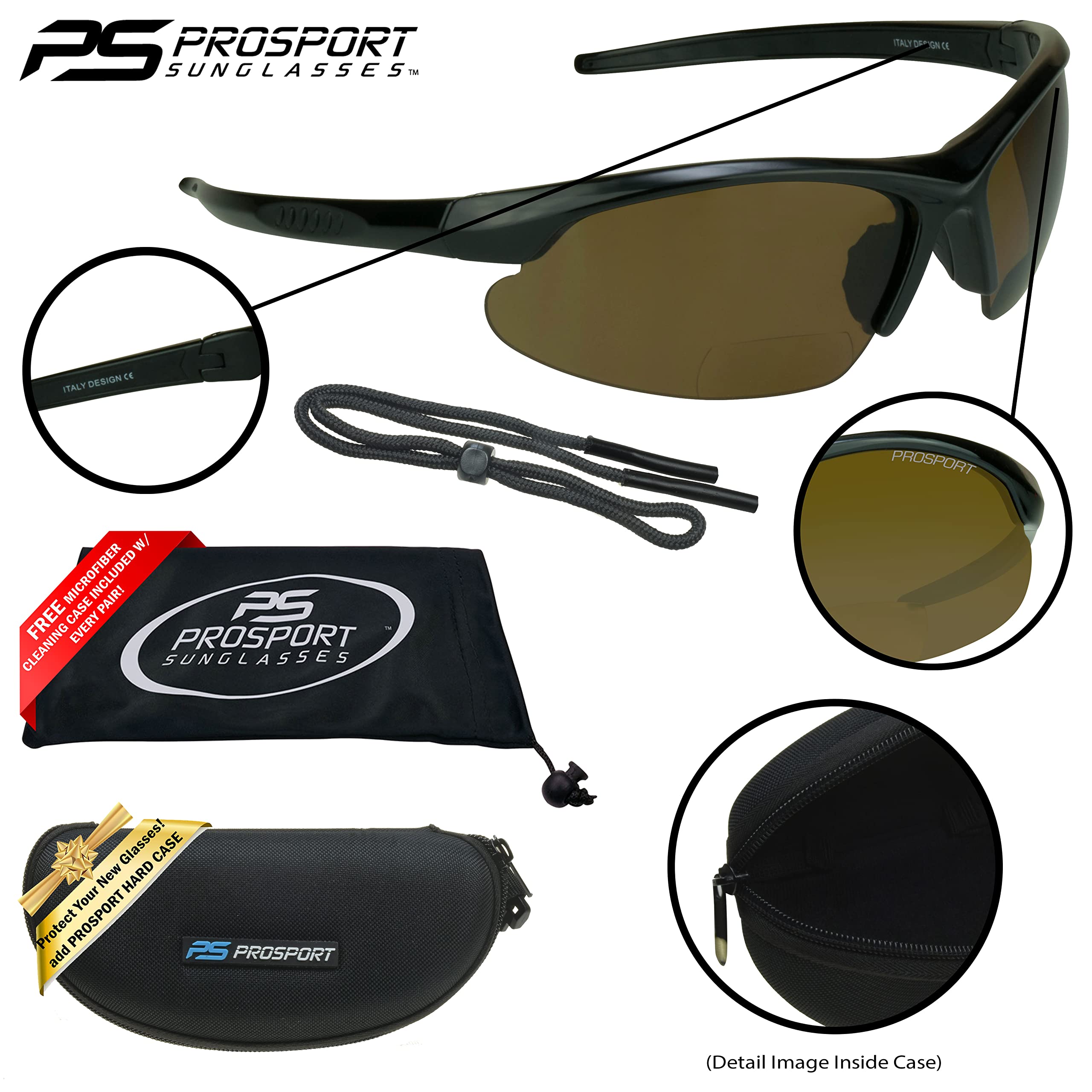 proSPORT Polarized Bifocal Sunglasses for Men & Women - Anti-Glare UV Protection Wraparound Sunglasses - Perfect for Driving, Fishing & Outdoor Activities