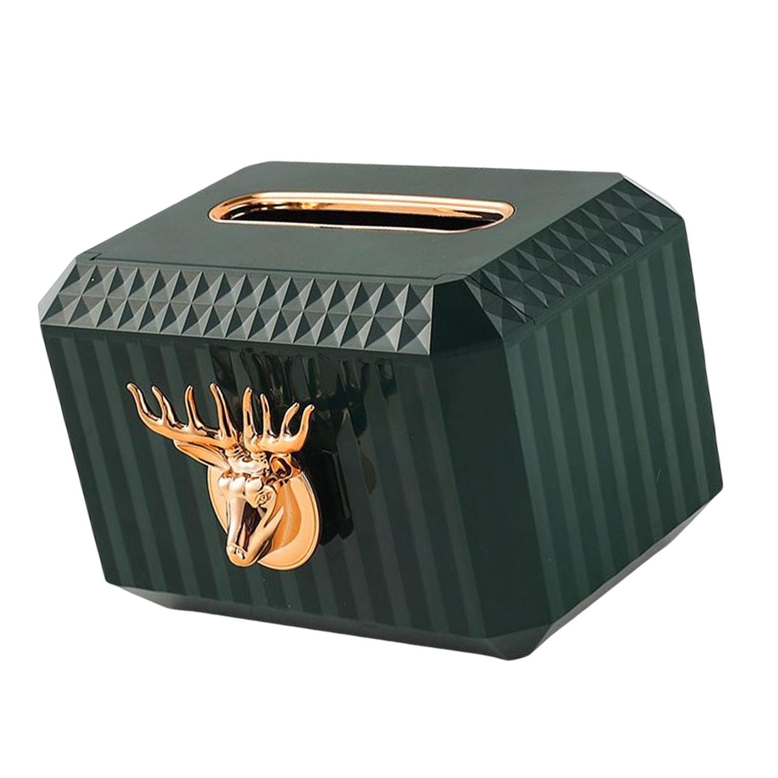 Gazechimp Deer Head Tissue Box Cover - Decorative Rectangular Napkin Holder for Bathroom, Bedroom, Office & Dressing Table | Green Home Decor | Perfect for Modern & Rustic Interior Design