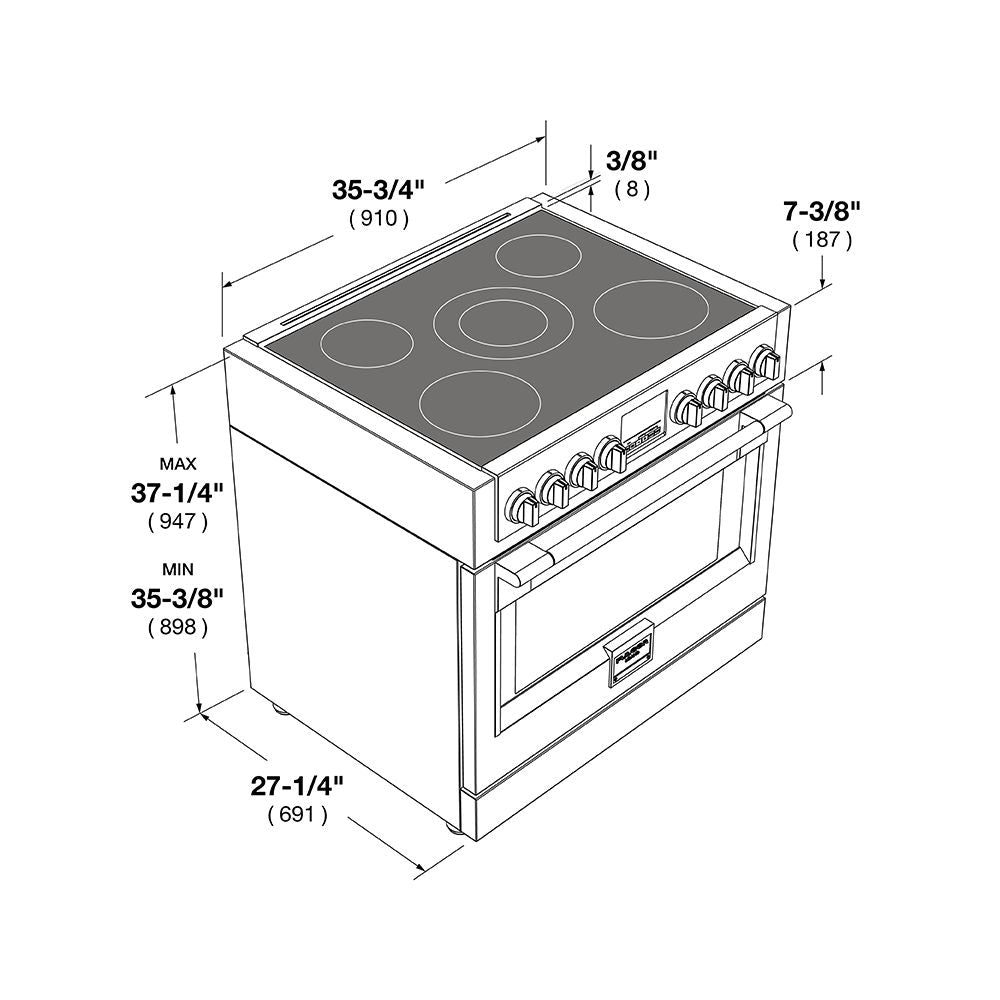 Fulgor Milano 36-Inch 600 Series Stainless Steel All-Electric Induction Range (Model F6PIR365S1) - Perfect for Modern Kitchens & Professional Chefs