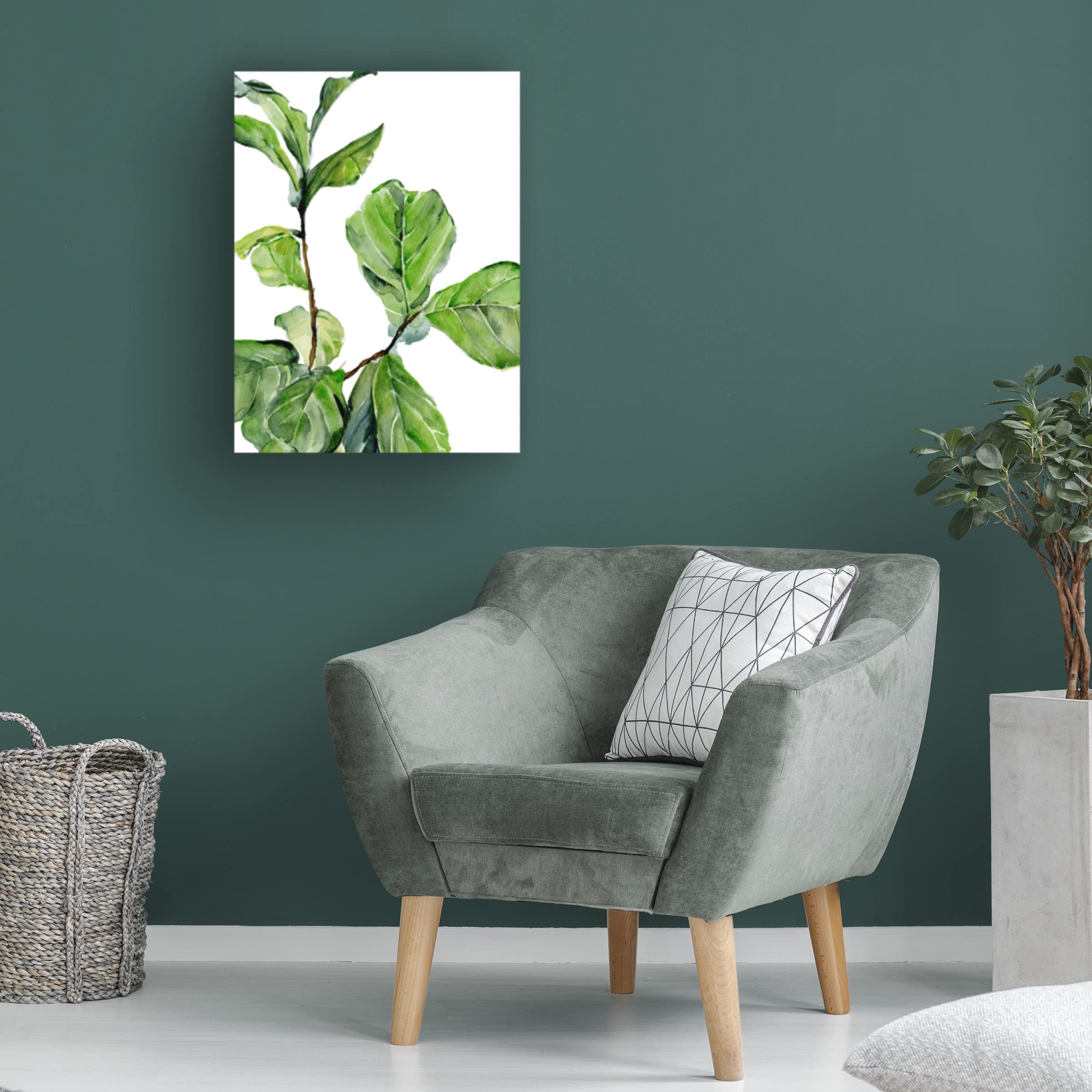 Trademark Fine Art 'Fiddle Fig II' Canvas Wall Art by Jennifer Paxton Parker - Modern Botanical Painting for Living Room, Bedroom & Office Decor