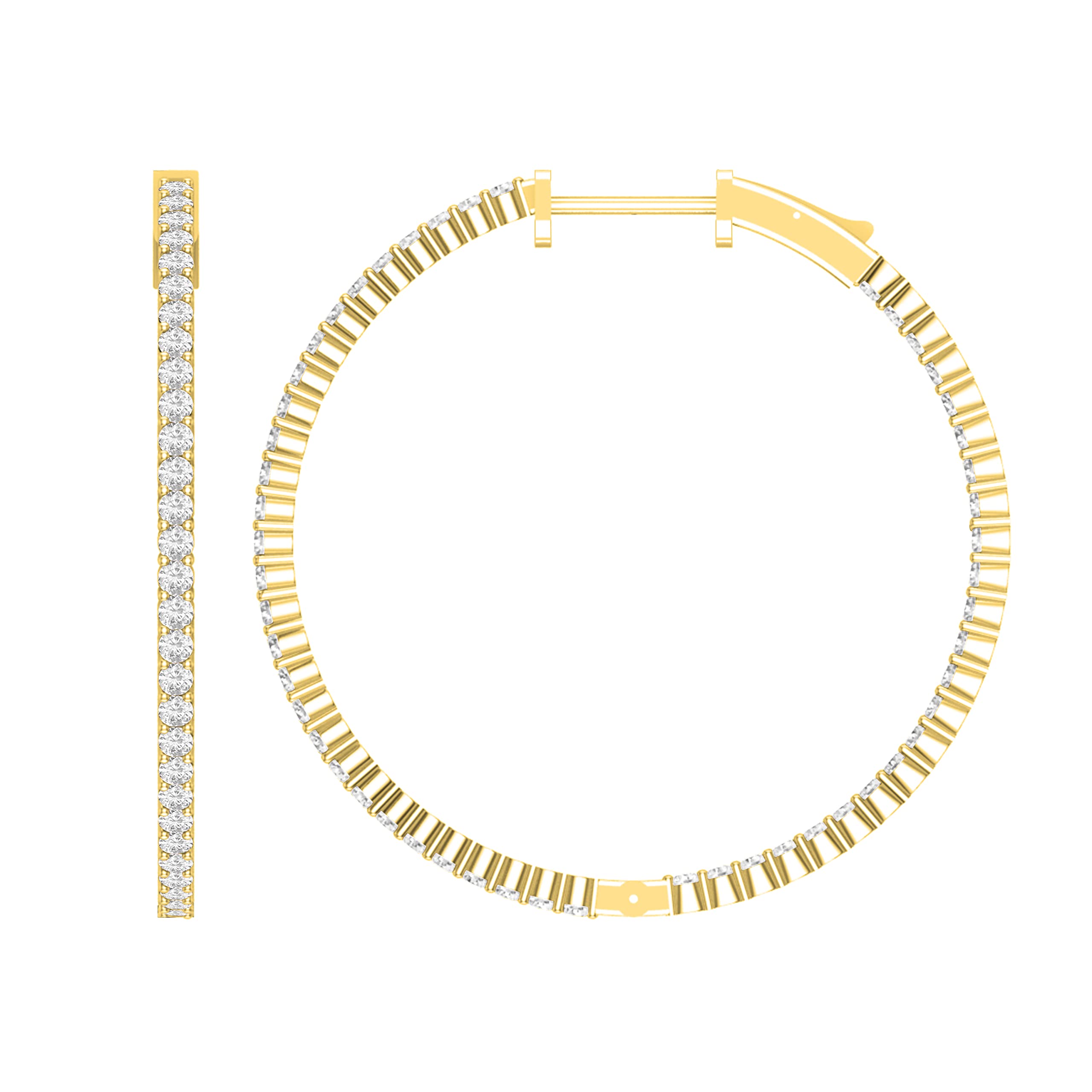 Dazzlingrock Collection Round Gemstone & Diamond Inside Out Hinged Hoop Earrings for Women - 14K Solid Gold Classic Dainty Jewelry | Perfect for Everyday Wear, Date Nights & Special Occasions