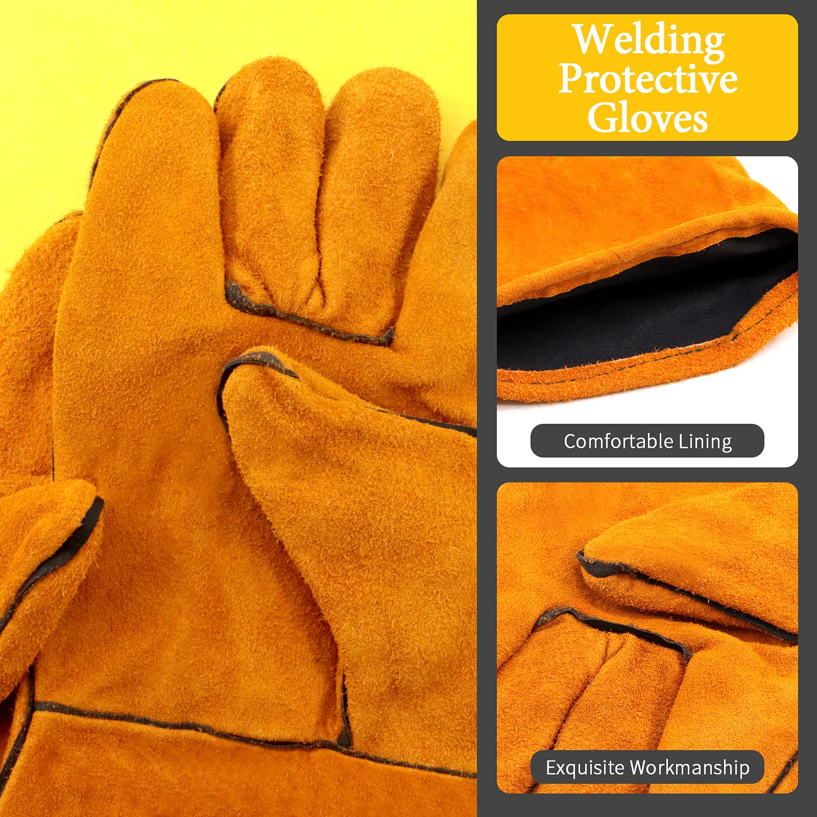 3-Pack Welding Tool Kit - Wire Brush, Chipping Hammer & Gloves for Slag Removal | DIY & Professional Use