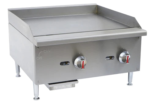 Cookline CGG 24M 24 Inch Commercial Gas Griddle with Manual Controls - 60,000 BTU High Output for Restaurants, Diners & Food Trucks - Perfect for Pancakes, Burgers & Breakfast Cooking