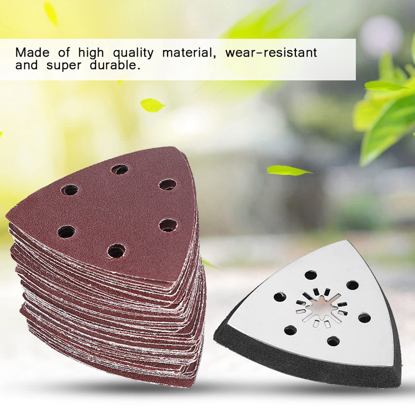 60Pcs 90mm Triangle Sanding Pads with 6 Holes | Hook and Loop Oscillating Tool Sandpaper for Wood, Plastic & Rubber | Perfect for DIY Projects, Furniture Refinishing & Surface Preparation