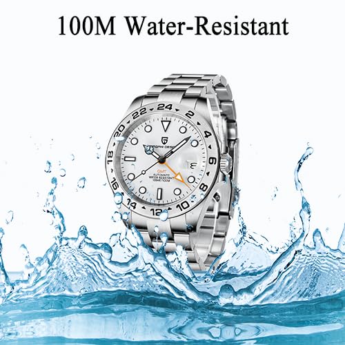 Pagani Design Men's Automatic GMT Watch - 42mm Stainless Steel Case, Sapphire Crystal, Waterproof & Luminous - Sport Wristwatch for Business, Travel & Outdoor Activities