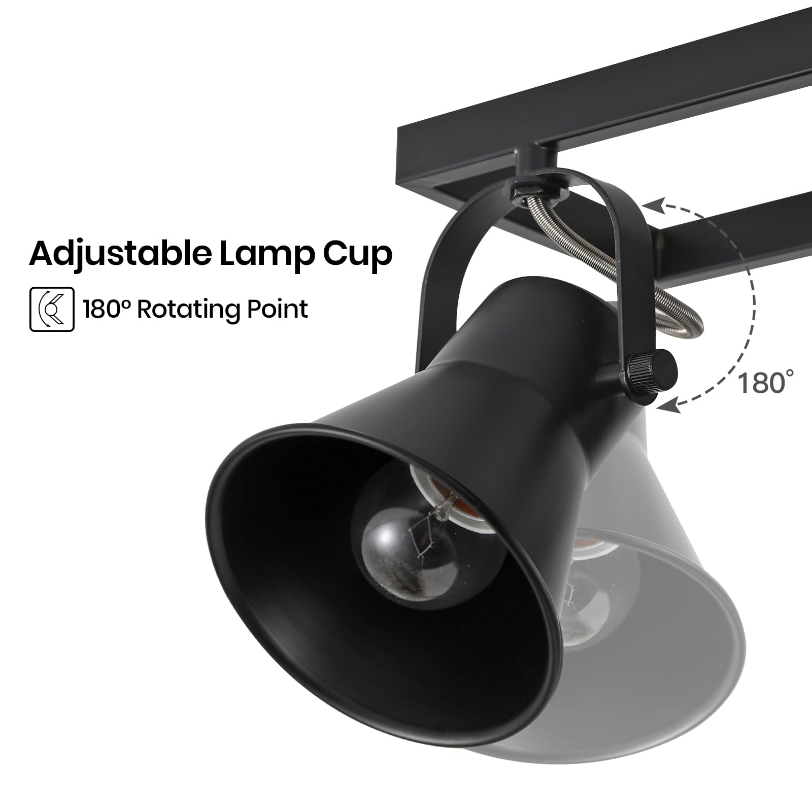 Modern Black 6-Light Track Lighting Fixture with Rotatable Heads - Industrial Ceiling Spotlight for Kitchen, Living Room, Laundry & Entryway | Perfect for Task Lighting, Accent Decor & Modern Home Interiors