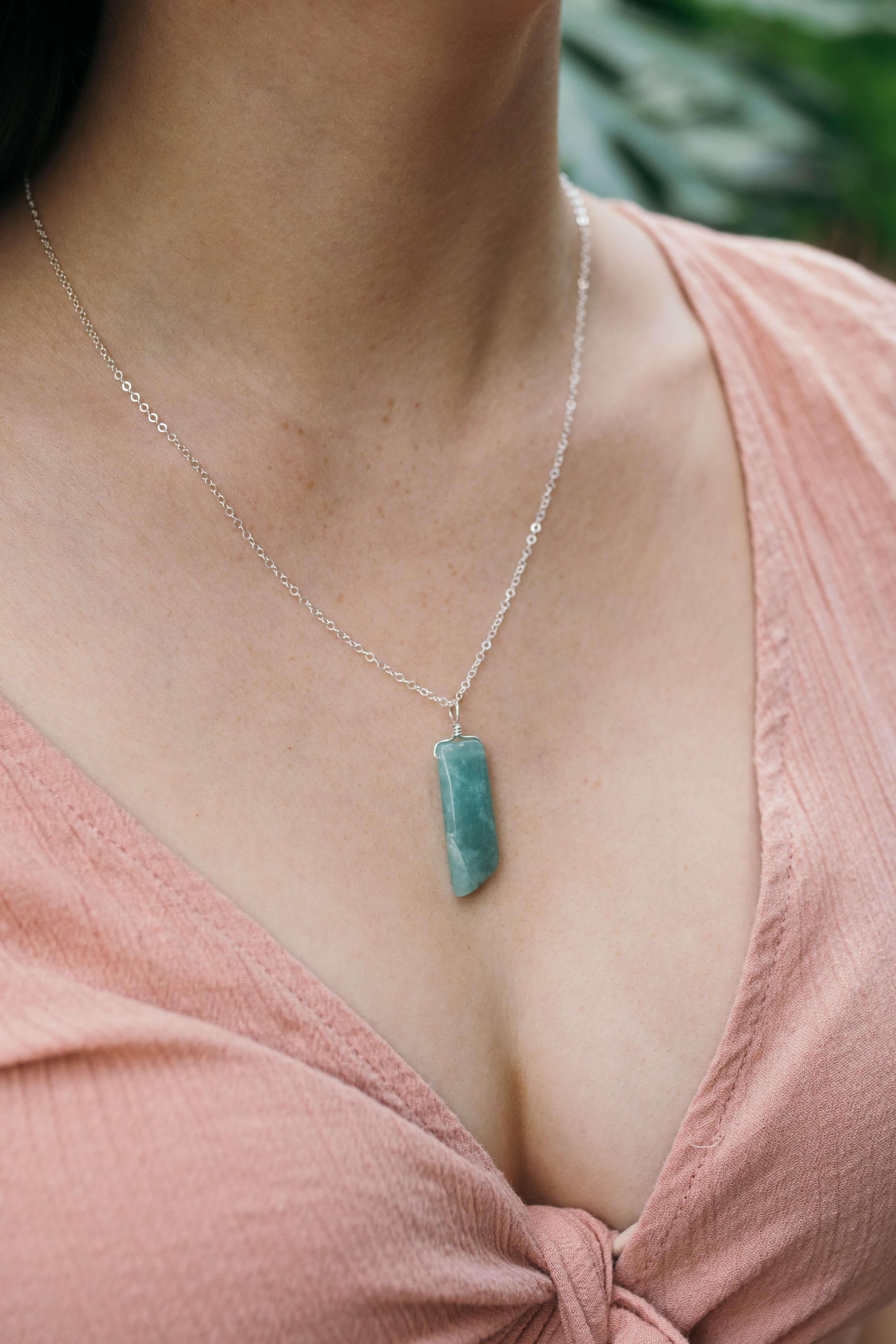 Natural Amazonite Crystal Necklace - Smooth Green Gemstone Pendant for Healing & Protection | Spiritual Jewelry for Meditation, Yoga & Energy Work