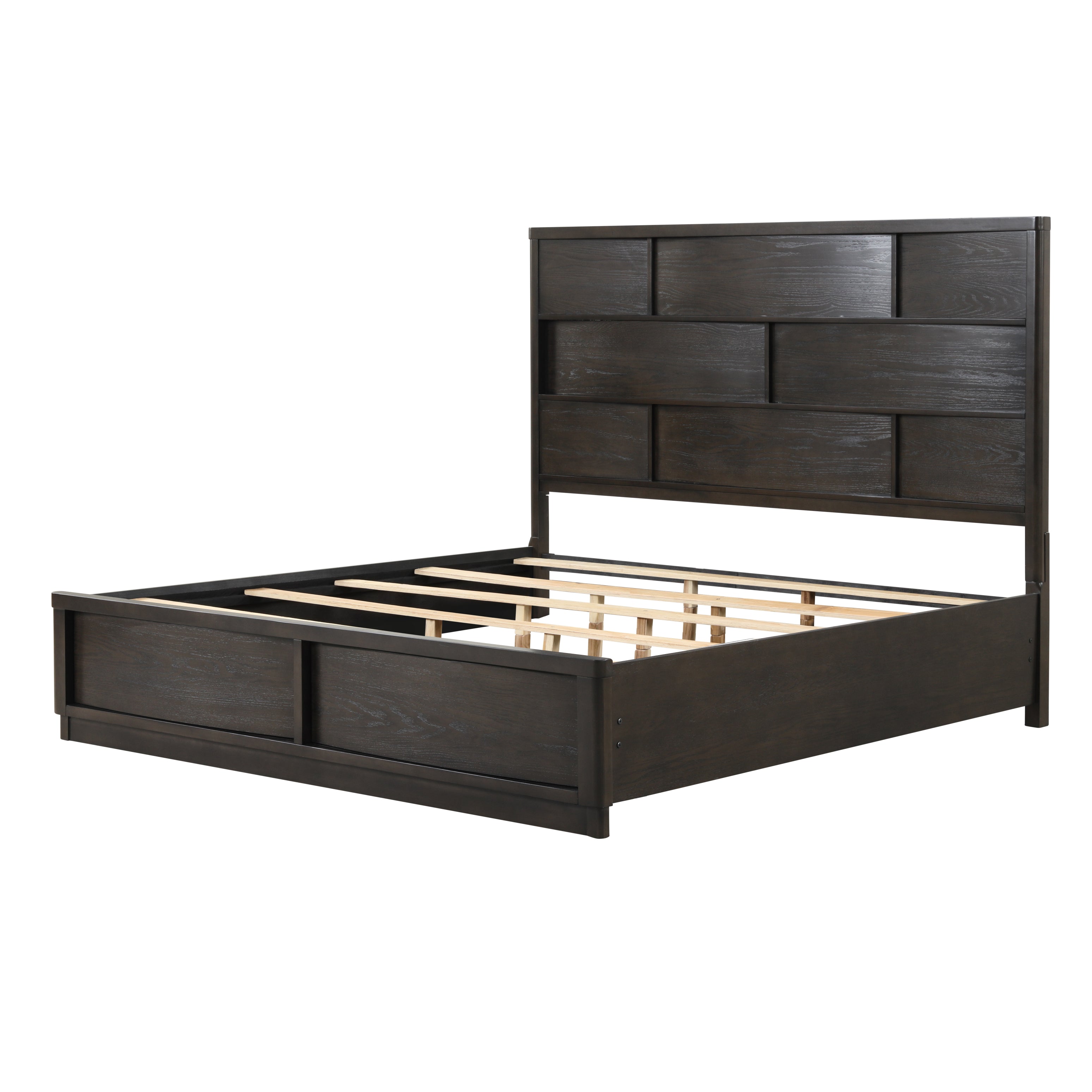 Belani Solid Wood Panel Bed Frame - Queen Size, Espresso Finish - Modern Farmhouse Bedroom Furniture for Master & Guest Rooms