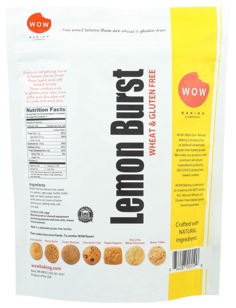 Lemon Burst Wow Baking Cookies - 8 oz Bag (Pack of 12) | Sweet & Tangy Lemon Flavored Cookies for Baking, Snacking & Gift Giving | Perfect for Parties, Tea Time & Holiday Treats