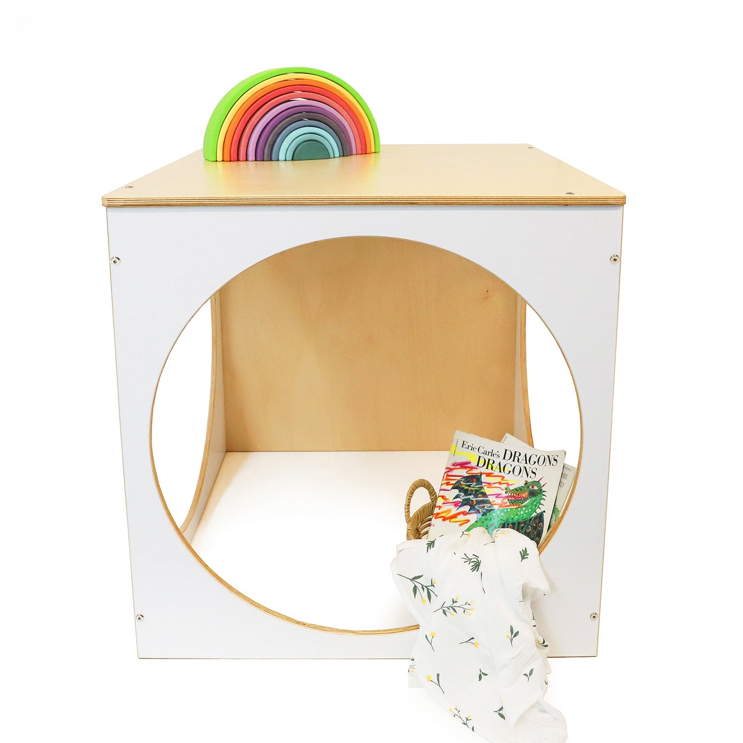 Elevated Play House Cube for Kids - White Indoor/Outdoor Play Tent (WB1920) - Perfect for Backyard, Nursery, and Playroom Fun