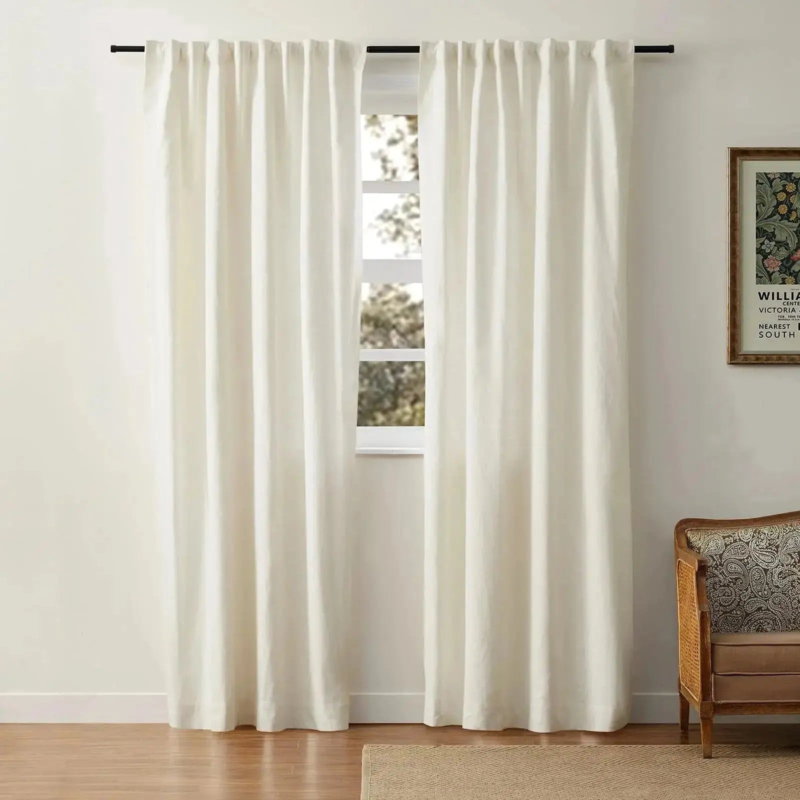 Premium Jawara Linen Cotton Blackout Curtains - 4-in-1 Thermal Insulated Drapes with Room Darkening Lining for Living Room, Bedroom & Home Theater (84
