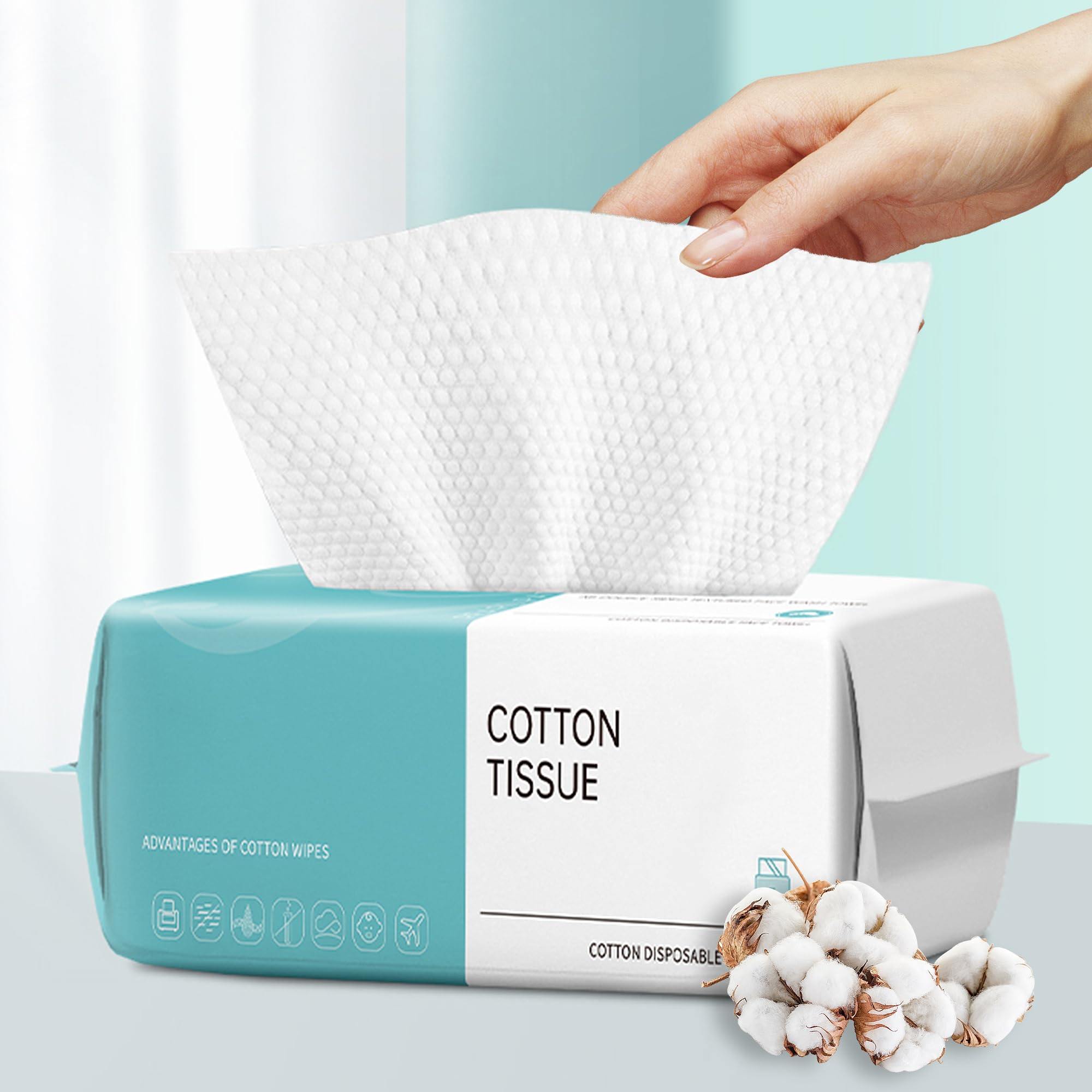 **Disposable Face Towels for Sensitive Skin | Soft Cotton Facial Wipes for Skin Care, Makeup Removal & Cleansing | Thickened & Upgraded Dry Tissues | Perfect for Travel, Gym & Daily Skincare Routine**