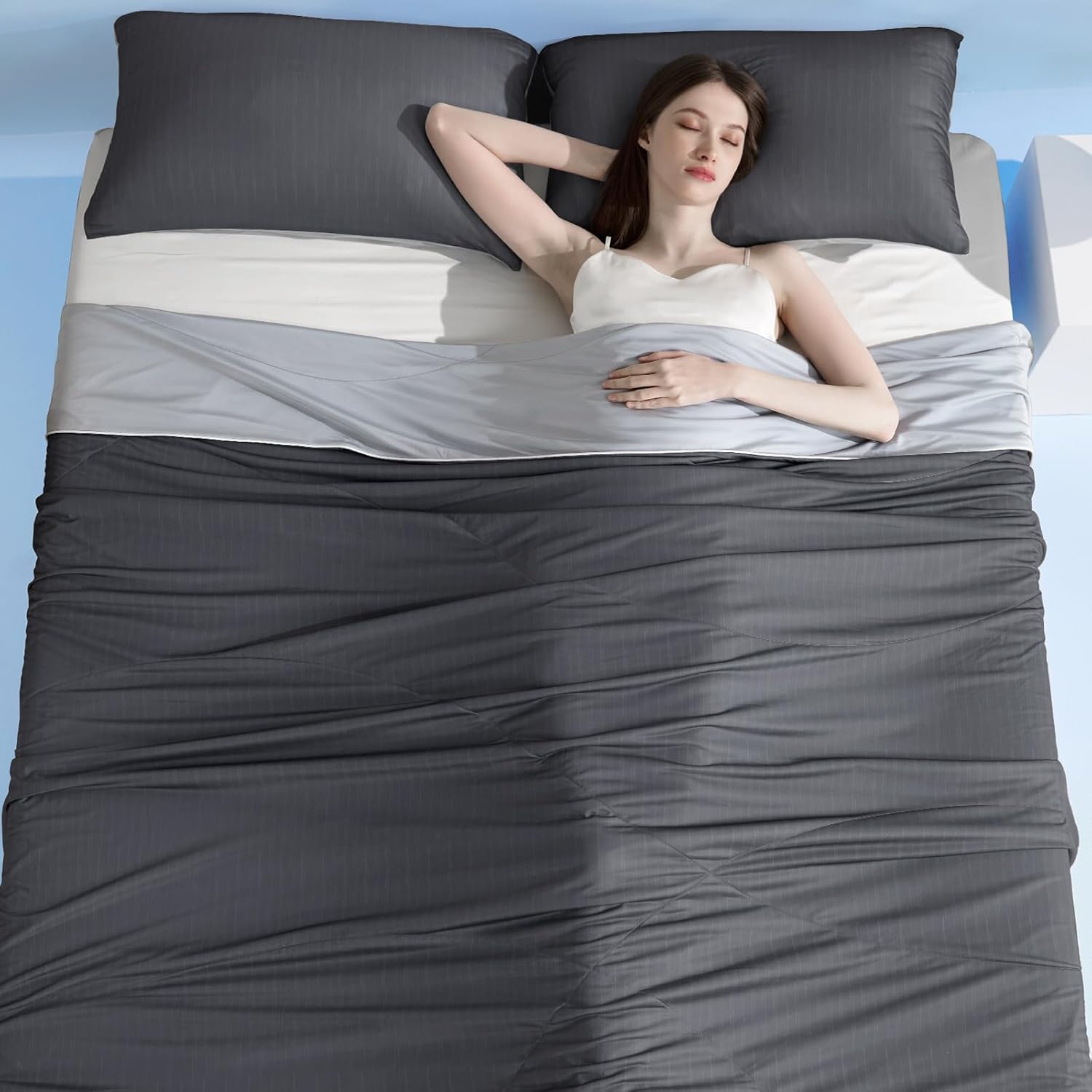 Arc Chill 3.0 Cooling Comforter - Ultra Lightweight & Breathable Gray Blanket with Q max>0.55 Technology for Maximum Cooling | Perfect for Hot Sleepers, Summer Nights & Temperature Regulation in Bedrooms