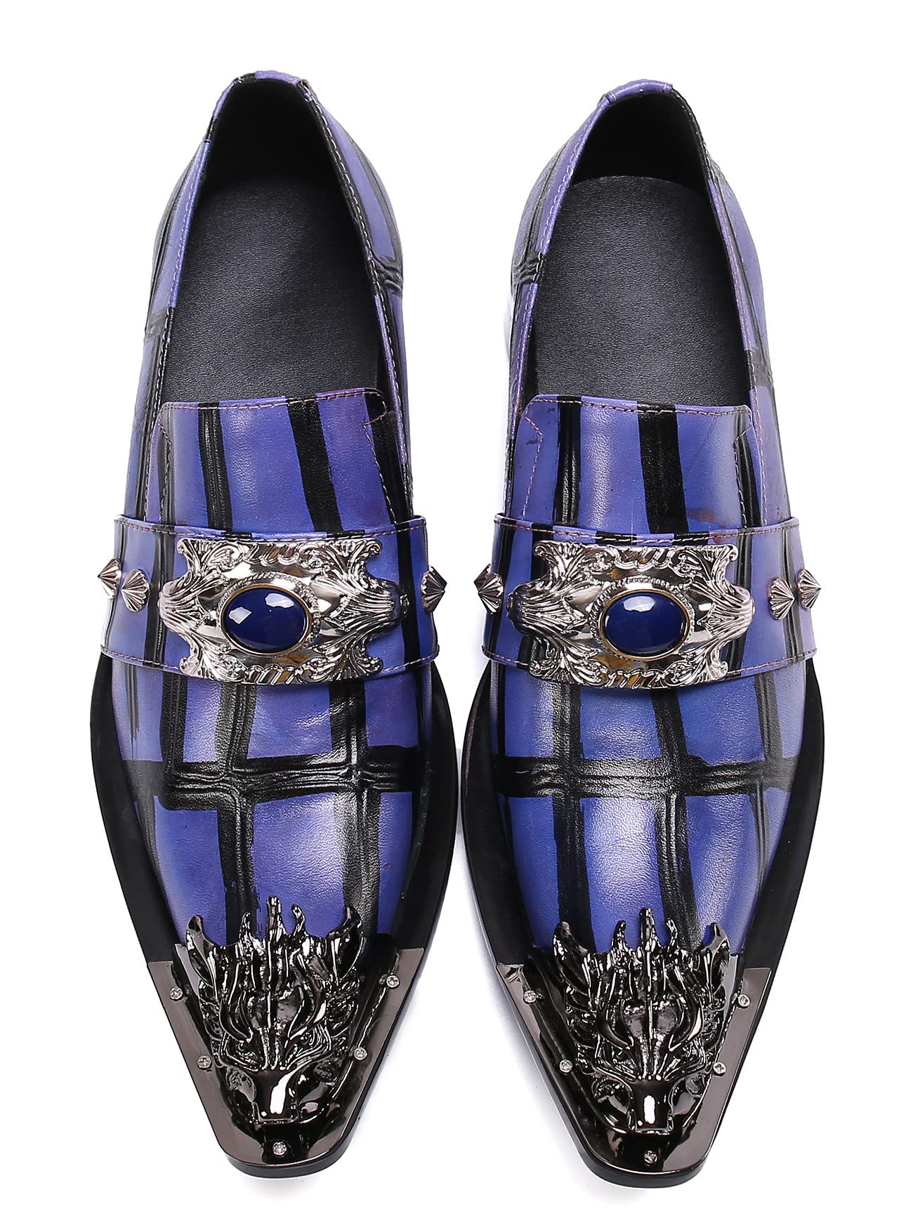 Santimon Men's Formal Dress Loafers - Genuine Leather Beaded Wedding Shoes | Classic Slip-On Smoking Shoes for Men | Perfect for Weddings, Parties & Business Events