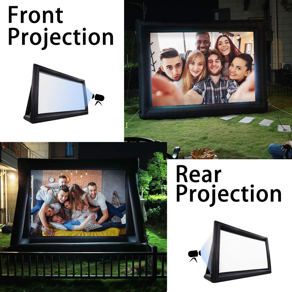 18ft Inflatable Outdoor Movie Screen - Front & Rear Projection with Built-in Blower | Portable Backyard Cinema for Pool Parties, Lawn Events & Camping | Includes Ground Pegs, Rope & Carry Bag