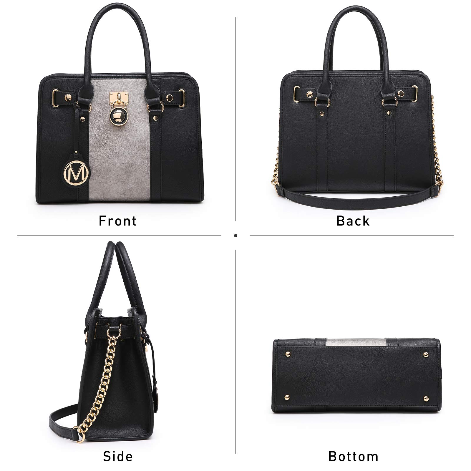 MKP Women's Two-Tone Satchel Handbag & Wallet Set for Work & Travel