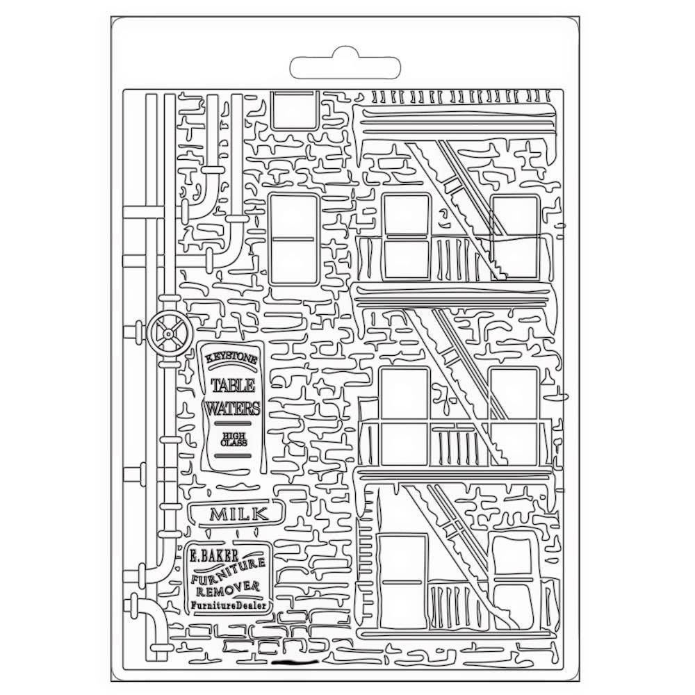 Stamperia International Soft Mould - Sir Vagabond - New York Windows White K3PTA5624 OSFA - Perfect for Scrapbooking, Card Making, and DIY Craft Projects