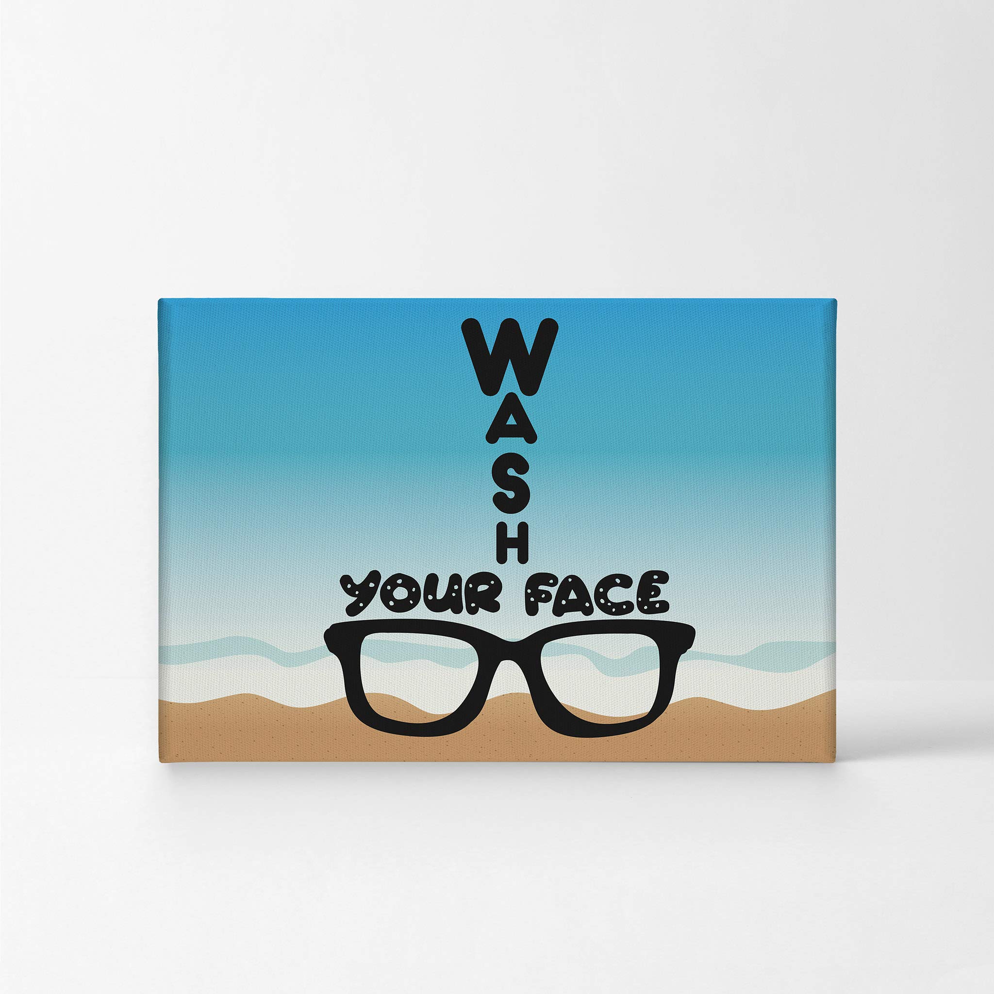 Smile Art Design 'Wash Your Face' Quote Canvas Print - Funny Bathroom Sign for Kids, Nursery & Home Decor - Ready to Hang Wall Art (24x36) - Perfect for Bathrooms, Kids' Rooms & Playrooms - Made in USA