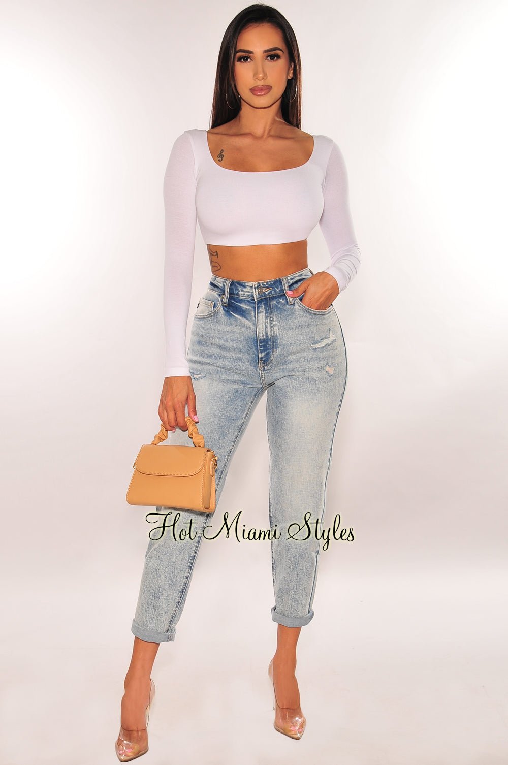 Vintage Wash High Waist Ankle Jeans for Women - Distressed Denim Skinny Jeans with Stretch, Comfort Fit for Casual Wear & Everyday Outfits