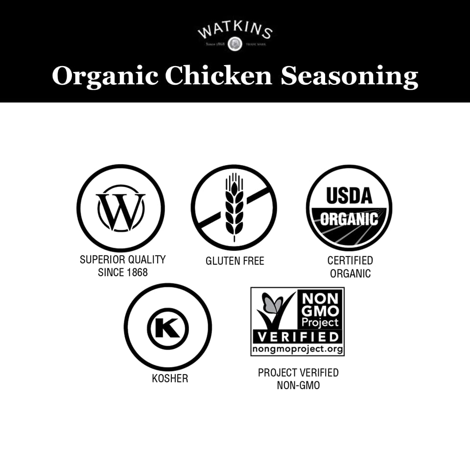 Organic Grilling Chicken Seasoning by Watkins - Non-GMO, Kosher Certified, 3.2 Oz (1-Pack) - Perfect for BBQ, Grilling, Roasting & Everyday Cooking