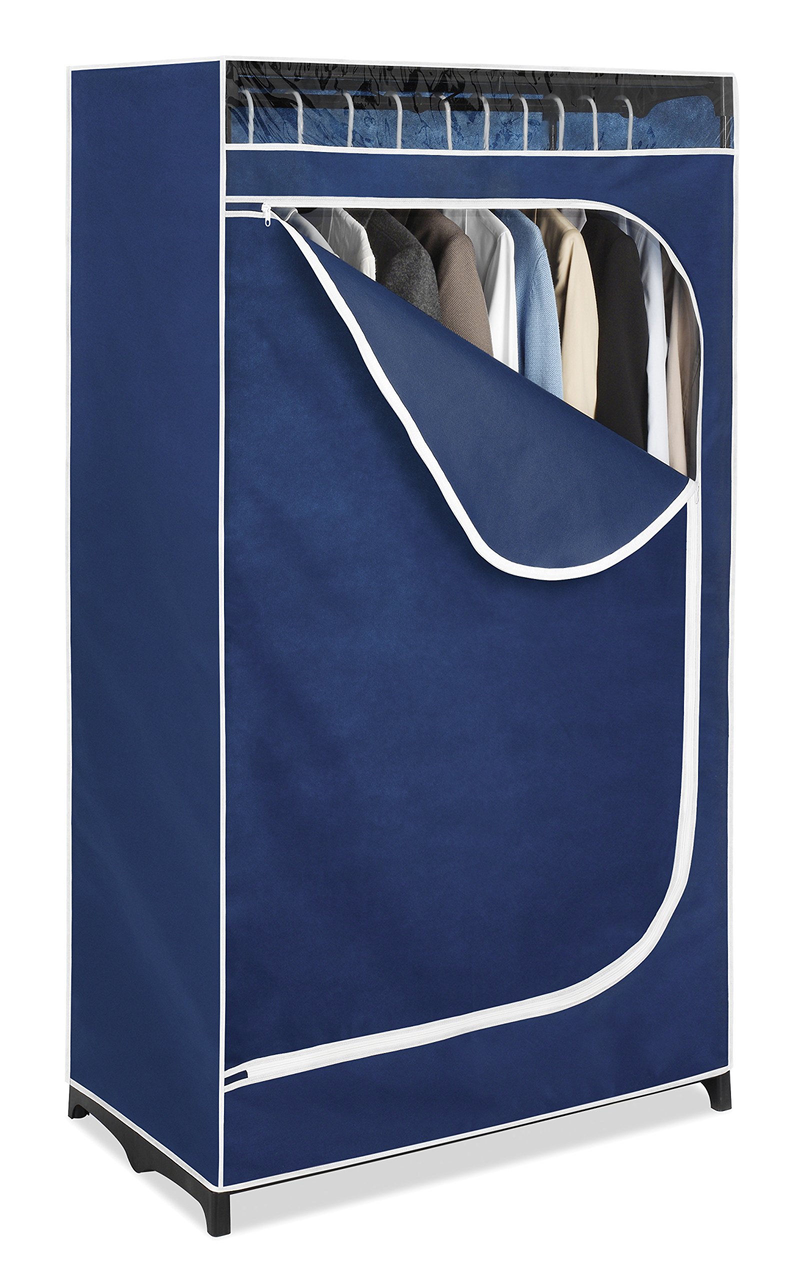 Whitmor Freestanding Clothes Closet Organizer - Durable Fabric Wardrobe with Zippered Cover for Bedroom, Closet & Storage (White, 4-Tier) - Perfect for Small Spaces, Seasonal Clothing & Guest Room Organization