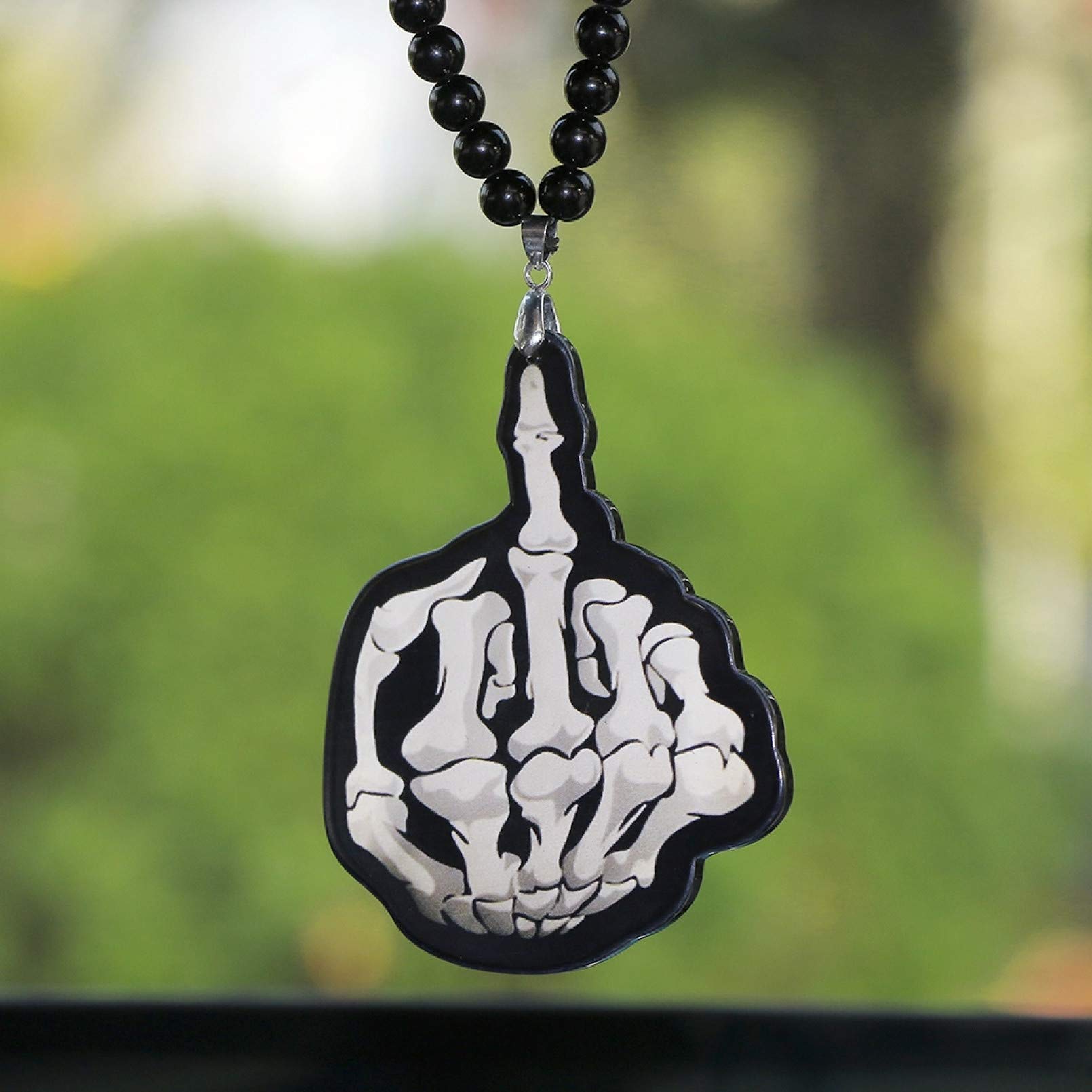 FJKWLC Car Rear View Mirror Pendant - Acrylic Skeleton Hand Bones Charm Hanging Ornament for Mirror Trim - Perfect Car Accessory Gift for Halloween & Gothic Style Lovers