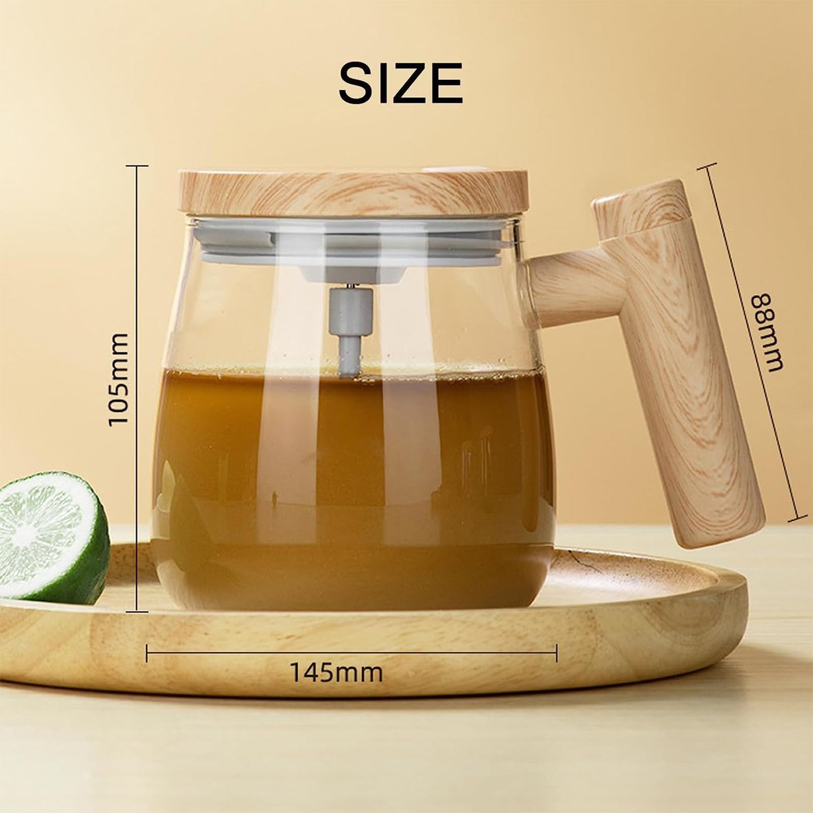 13.5oz Electric Mixing Mug - Self Stirring Coffee Cup with High Speed Mixing for Coffee, Tea & Hot Chocolate | Perfect for Office, Kitchen, Travel & Home Use | BPA-Free Transparent Design