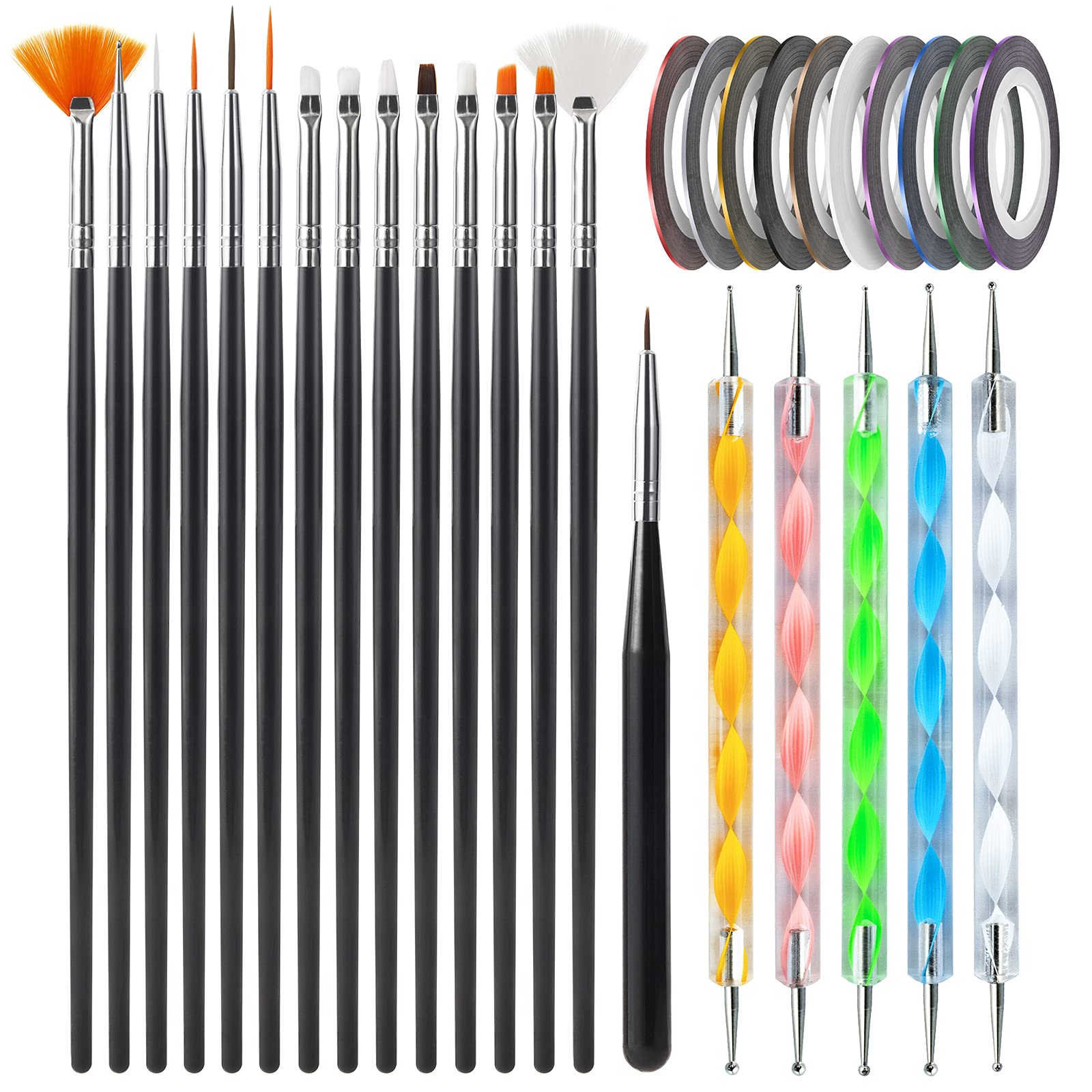 Artdone Professional Nail Art Brush Set - 10-Piece Nail Dotting Tools, Striping Brushes, Dust Brush & Drawing Pen for Salon & DIY Nail Designs | Perfect for Gel, Acrylic & Nail Art Enthusiasts