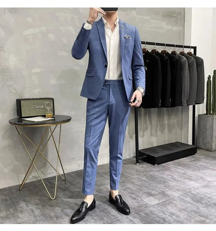 Premium Jorge Two Piece Business Suit for Men - Slim Fit Professional Office Wear - Perfect for Job Interviews, Business Meetings & Formal Events