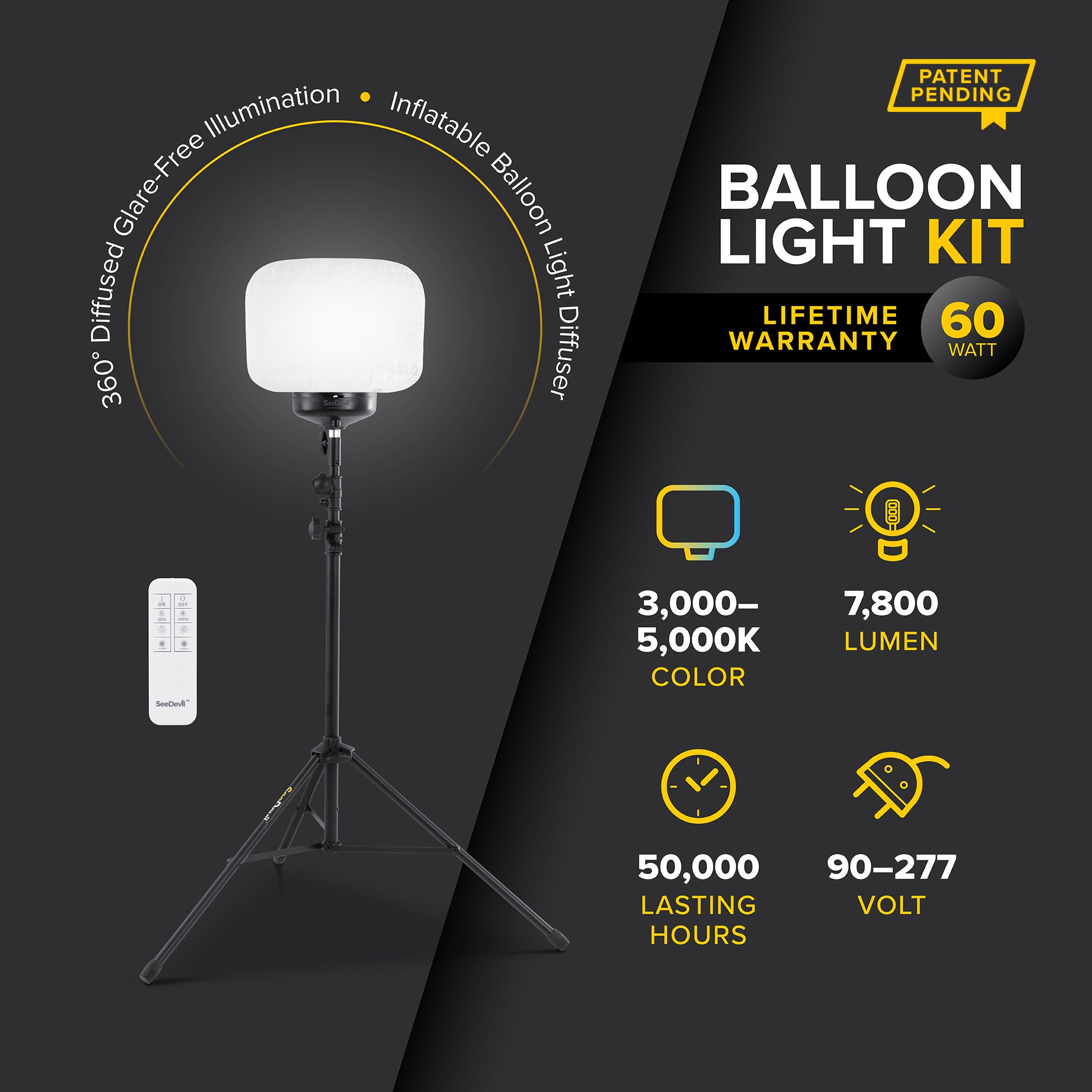 G3 60 Watt Balloon Light Kit - Professional LED Lighting for Parties, Events & Photography | Dimmable & Energy Efficient