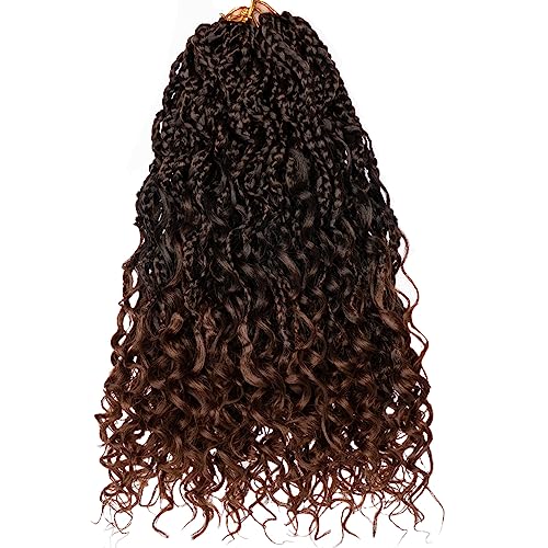Beverlee Boho Box Braids 8 Packs - 12 Inch Goddess Box Braids with Curly Ends | Pre-Looped Synthetic Crochet Hair for Black Women (T30) | Perfect for Protective Styling, Everyday Wear & Special Occasions