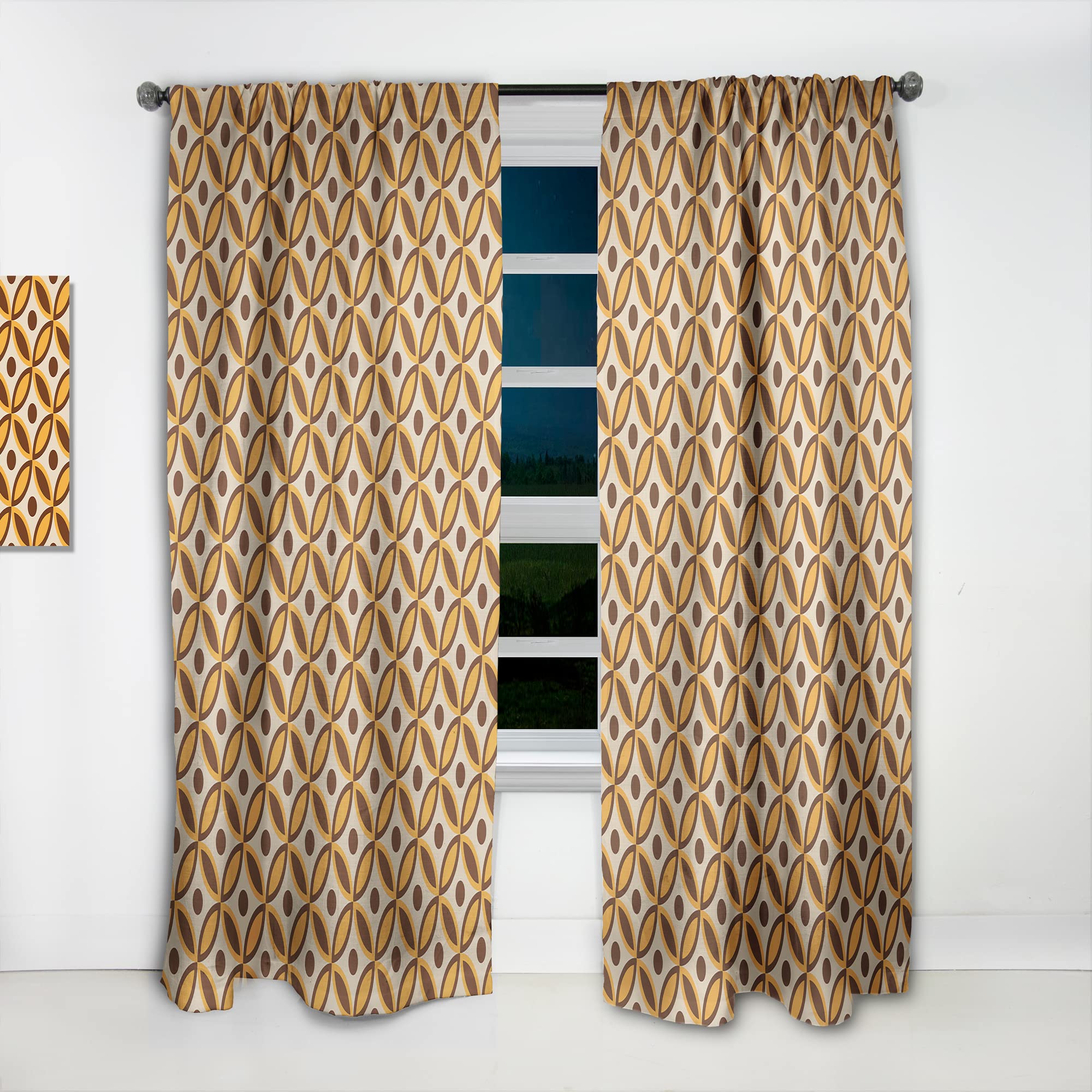 DesignQ Retro Ornamental V Thermal Insulated Curtains - 52x63 Inch Single Panel for Bedroom & Living Room - Perfect for Home Decor, Noise Reduction & Light Blocking