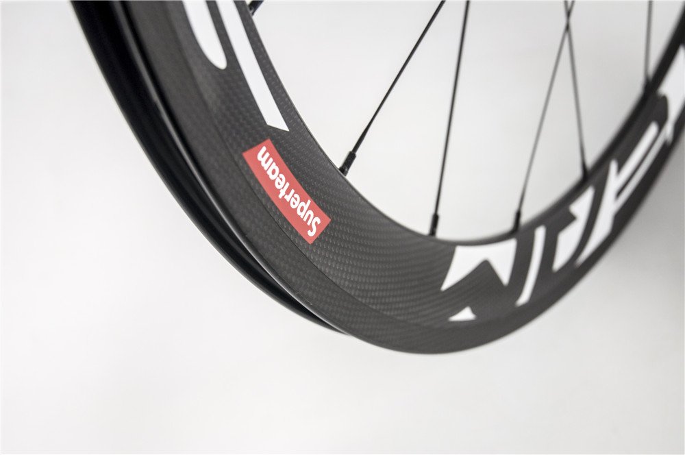 Superteam Carbon Fiber Road Bike Wheelset 700C Clincher - 50mm Deep 23mm Wide Matte Finish | Lightweight & Aerodynamic for Racing & Endurance Cycling