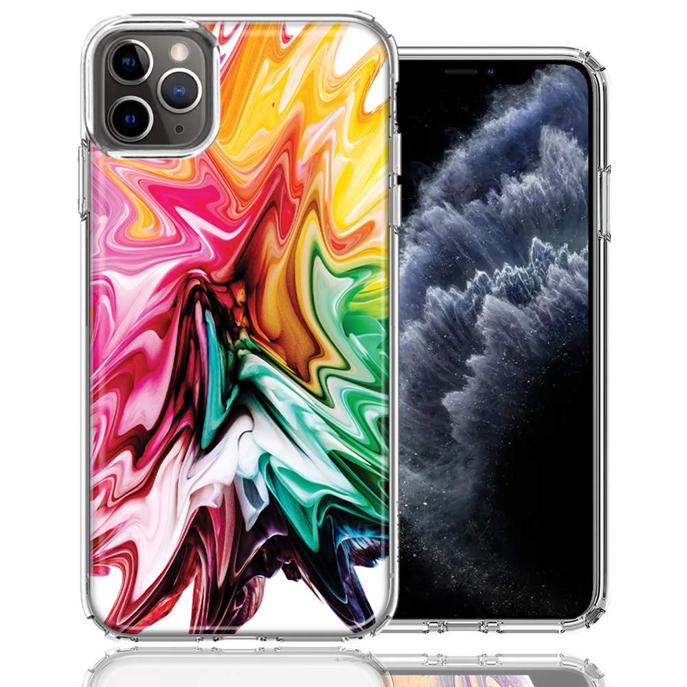 Rainbow Flower Abstract Design Double Layer Shockproof Case for Apple iPhone 11 Pro - Durable Protection with Stylish Pattern for Everyday Use & Outdoor Activities