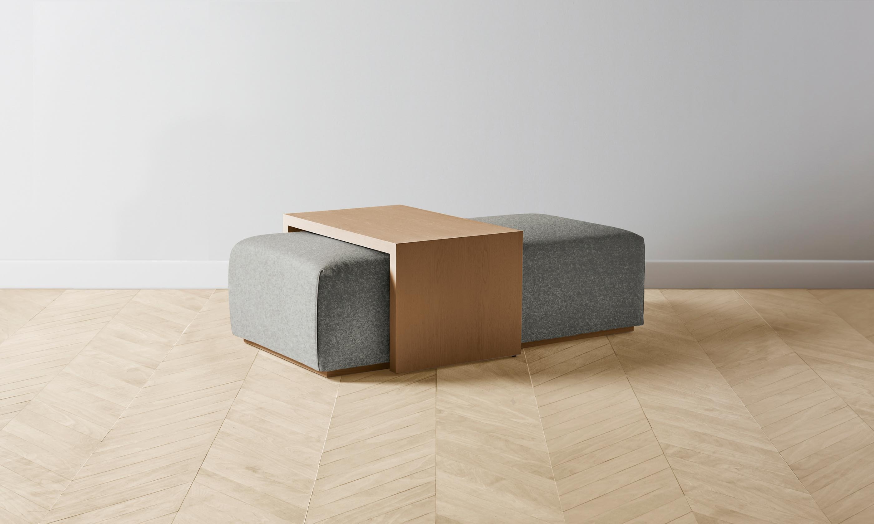 The Bowery Ottoman in Merino Granite - Modern Footrest & Storage Bench for Living Room, Bedroom, or Office