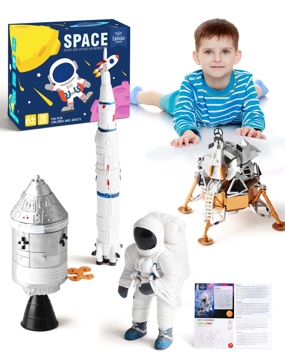Lehoo STEM Castle Building Toys for Kids & Adults - 109pcs Space Shuttle Station Set with Astronaut, Rocket, Lunar Lander & Space Capsule | Creative Educational STEM Toy for Science Learning & Imaginative Play | Perfect for Classroom, Birthday Gifts & Family Bonding Activities