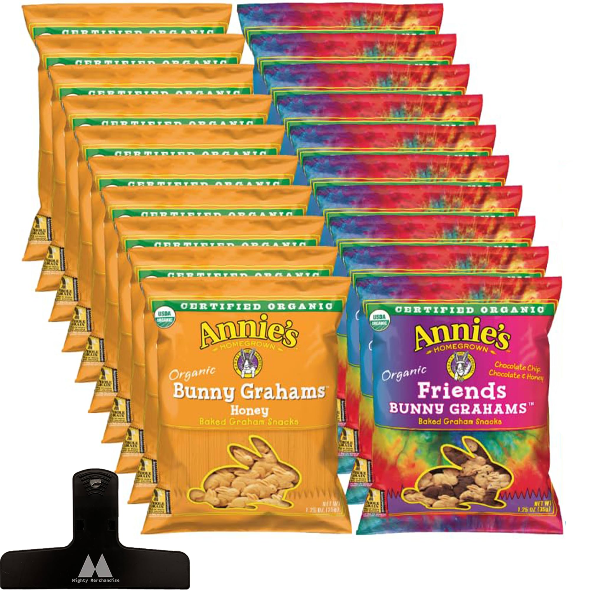 Organic Bunny Graham Snacks Variety Pack - 20 Count (1.25 oz Each) - Chocolate & Honey Flavored - Non-GMO, Vegan Friendly - Perfect for School Lunches, Road Trips & Office Snacking