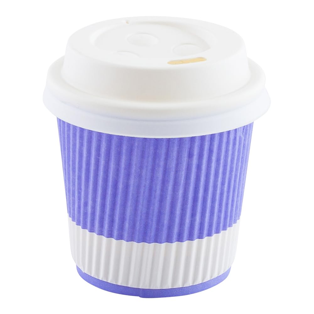 Restaurantware 4oz Ripple Insulated Coffee Cups - 500 Pack Double Wall Corrugated Paper Cups | Leakproof, Non-Slip, Light Purple Ribbed Design | Recyclable & Eco-Friendly (Lids Sold Separately) | Perfect for Coffee Shops, Offices & Catering Events