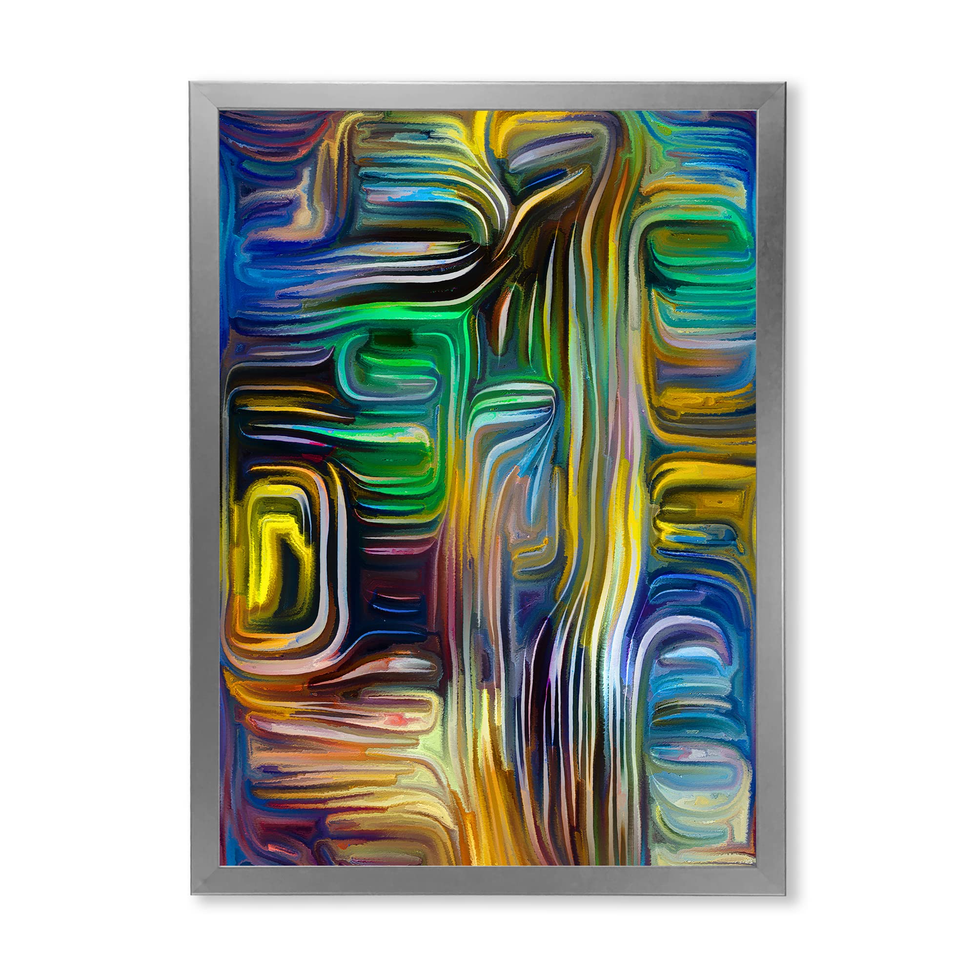 DesignQ Colour Fusion VI Modern Framed Wall Art - Abstract Canvas Painting for Living Room, Bedroom & Office Decor | Ready to Hang Home Wall Decorations