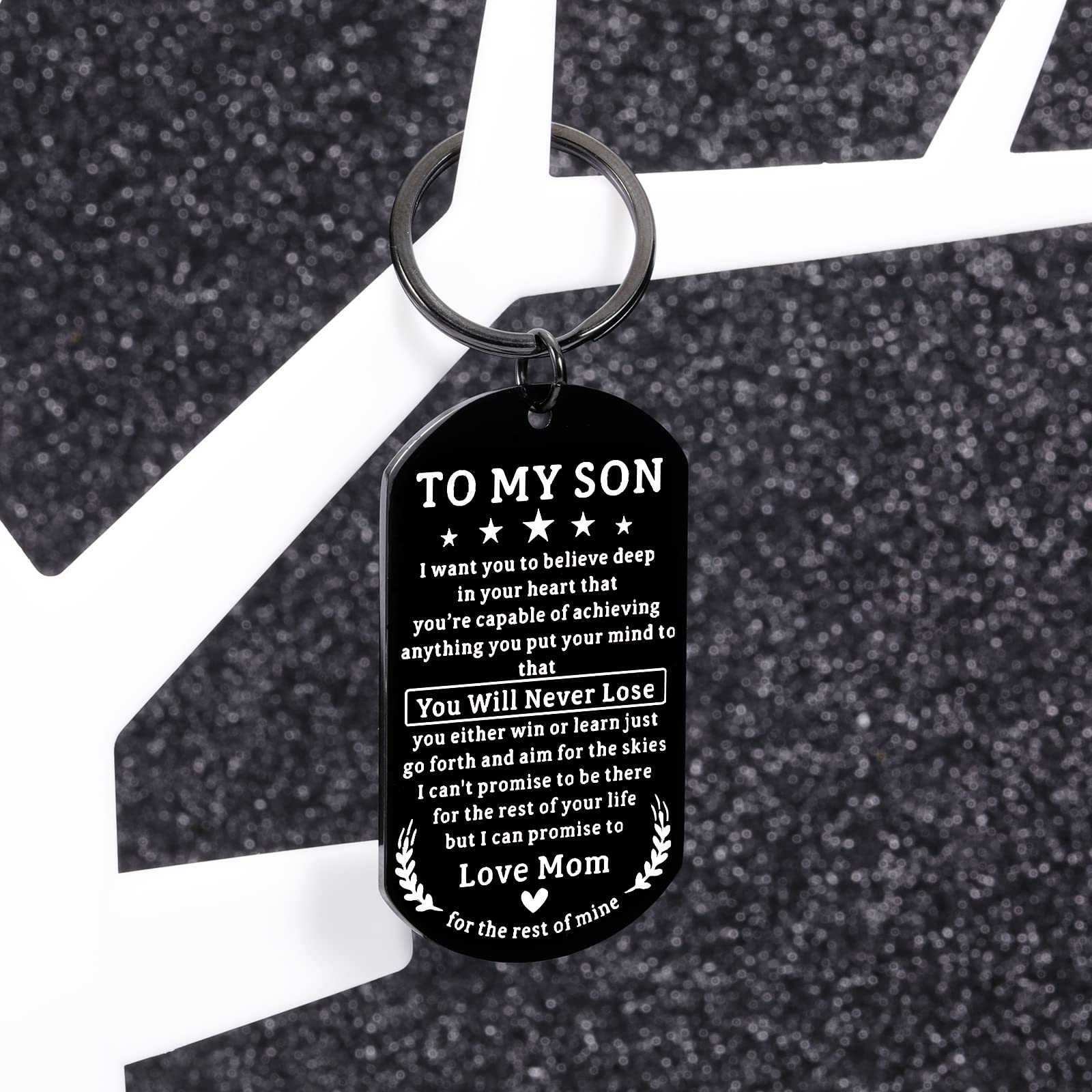 Valentine's Day Gifts for Kids - Inspirational Keychain for Son, Stepson & Adopted Son - Birthday & Graduation Gifts for Teen Boys & College Students - Perfect for Daily Use, School & Special Occasions