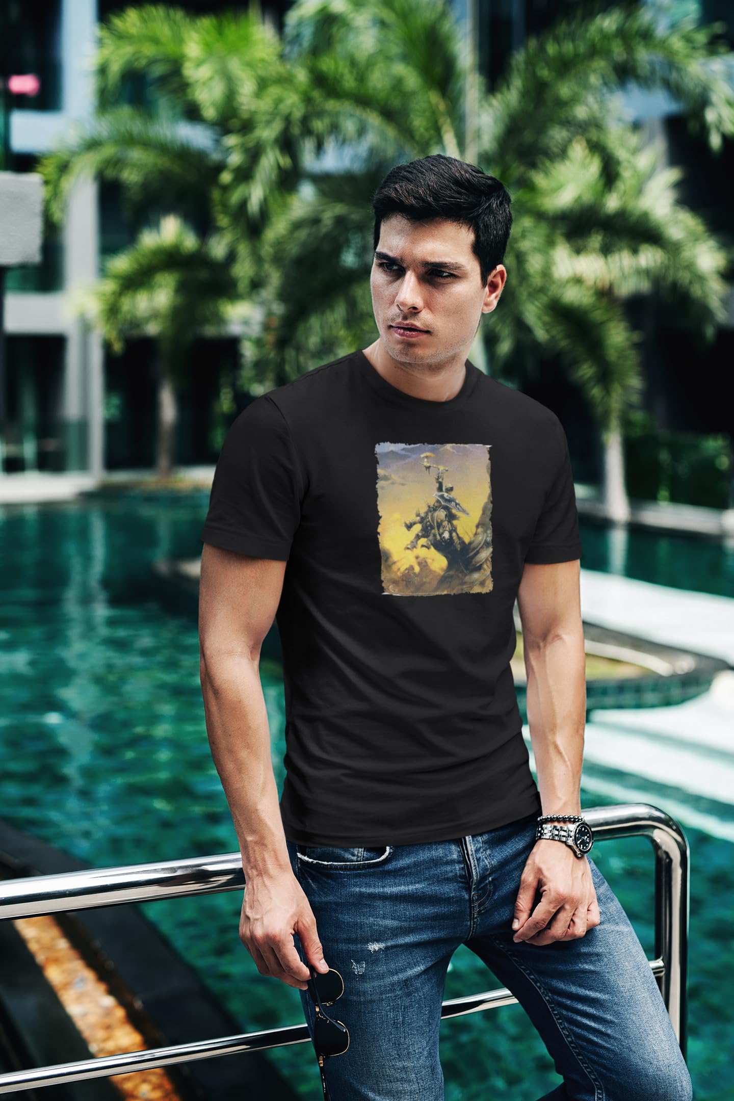 Eternal Champion by Frank Frazetta Men's Graphic T-Shirt - Vintage Art Tee for Casual Wear & Comic Con