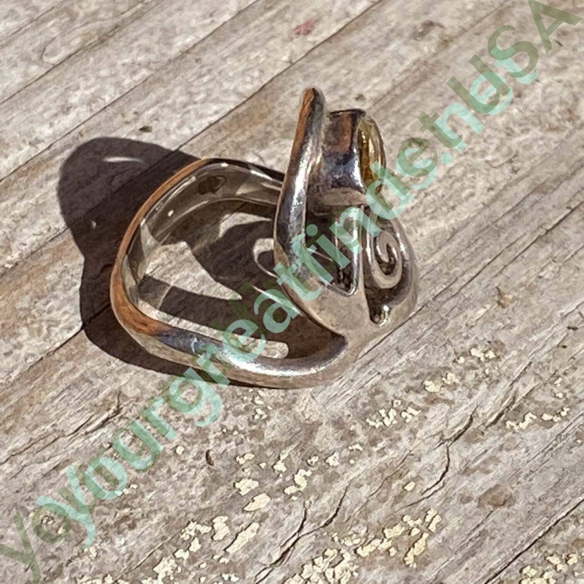 Sterling Silver Swirl Ring with Golden Citrine - Size 5.5 - Elegant Jewelry for Women - Perfect for Weddings, Parties & Everyday Wear