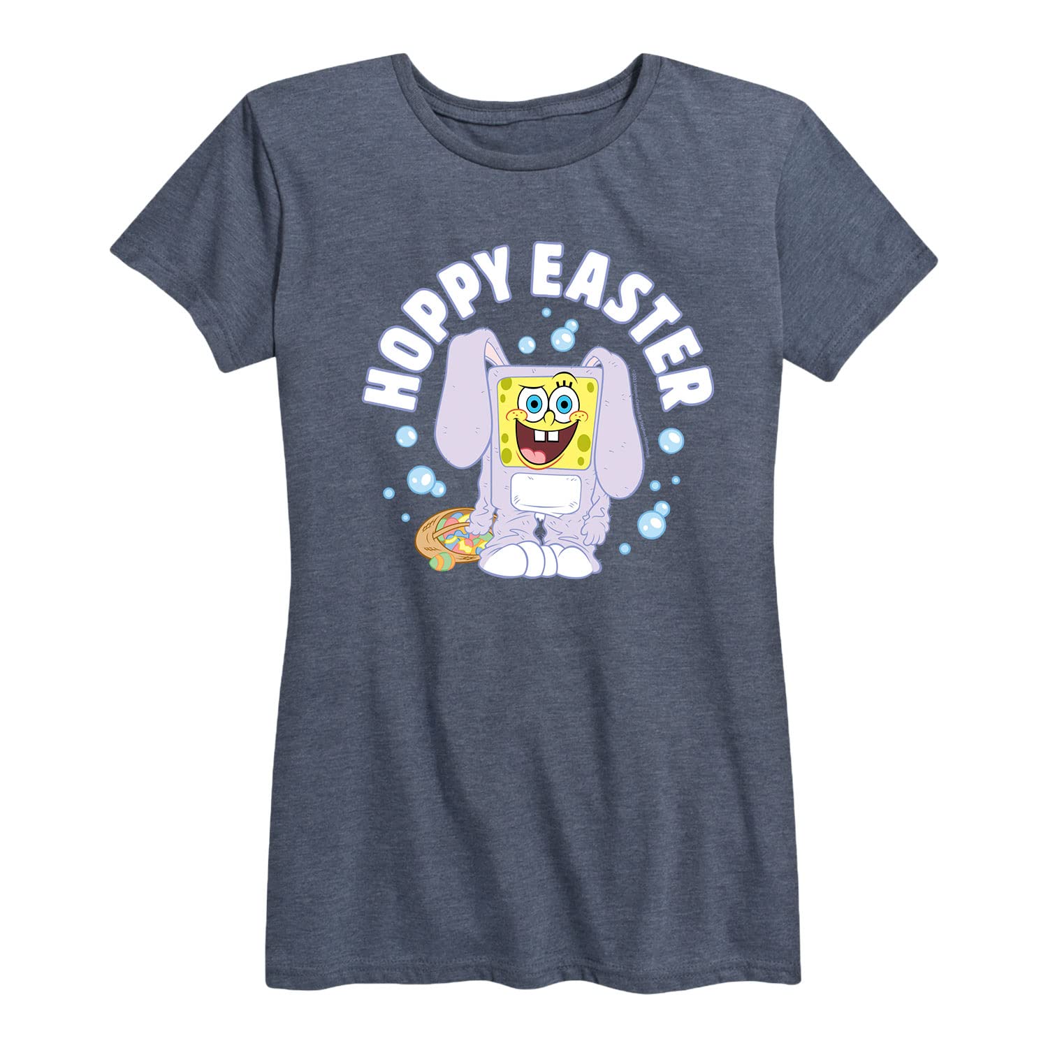 HYBRID APPAREL Spongebob Squarepants Easter Egg Women's Graphic T-Shirt - Funny Cartoon Short Sleeve Tee for Women - Perfect for Easter Celebrations, Cosplay & Casual Wear