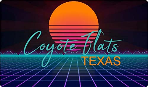 Vintage Coyote Flats Texas 4x2.25 Inch Retro Neon Fridge Magnet - Collectible Souvenir & Kitchen Decor for Refrigerators, Lockers & Metal Surfaces